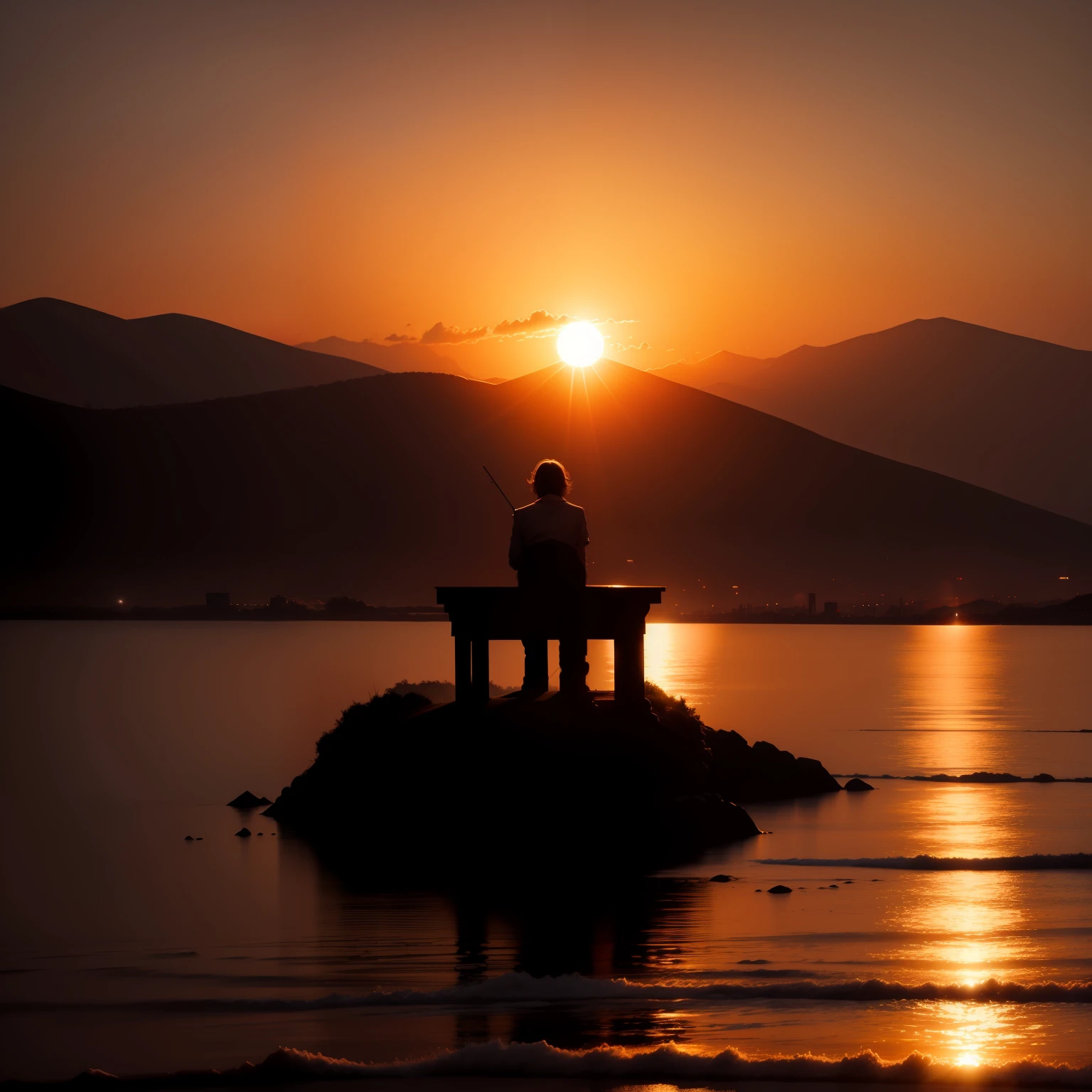 the setting sun