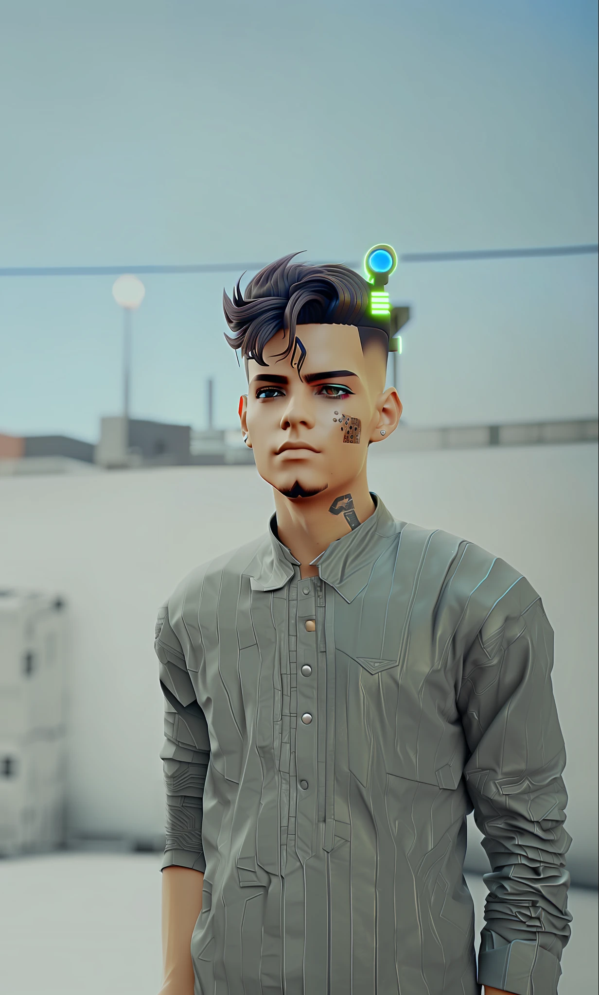 Background cyberpunk, cartoon boy