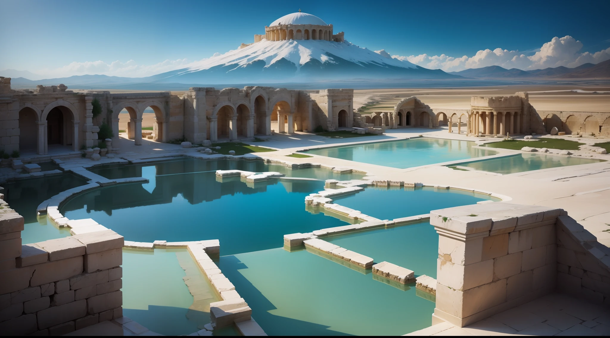 illustrious Hierapolis, Pamukkale, Turkey, in the year 1055.
Richly detailed 8k. hd