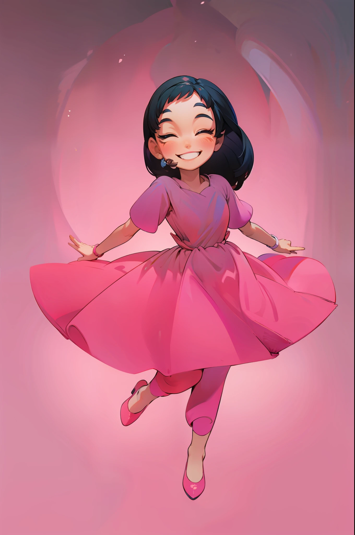 mulher, estilo dos desenhos animados, sorrindo, Estilo Pixar.