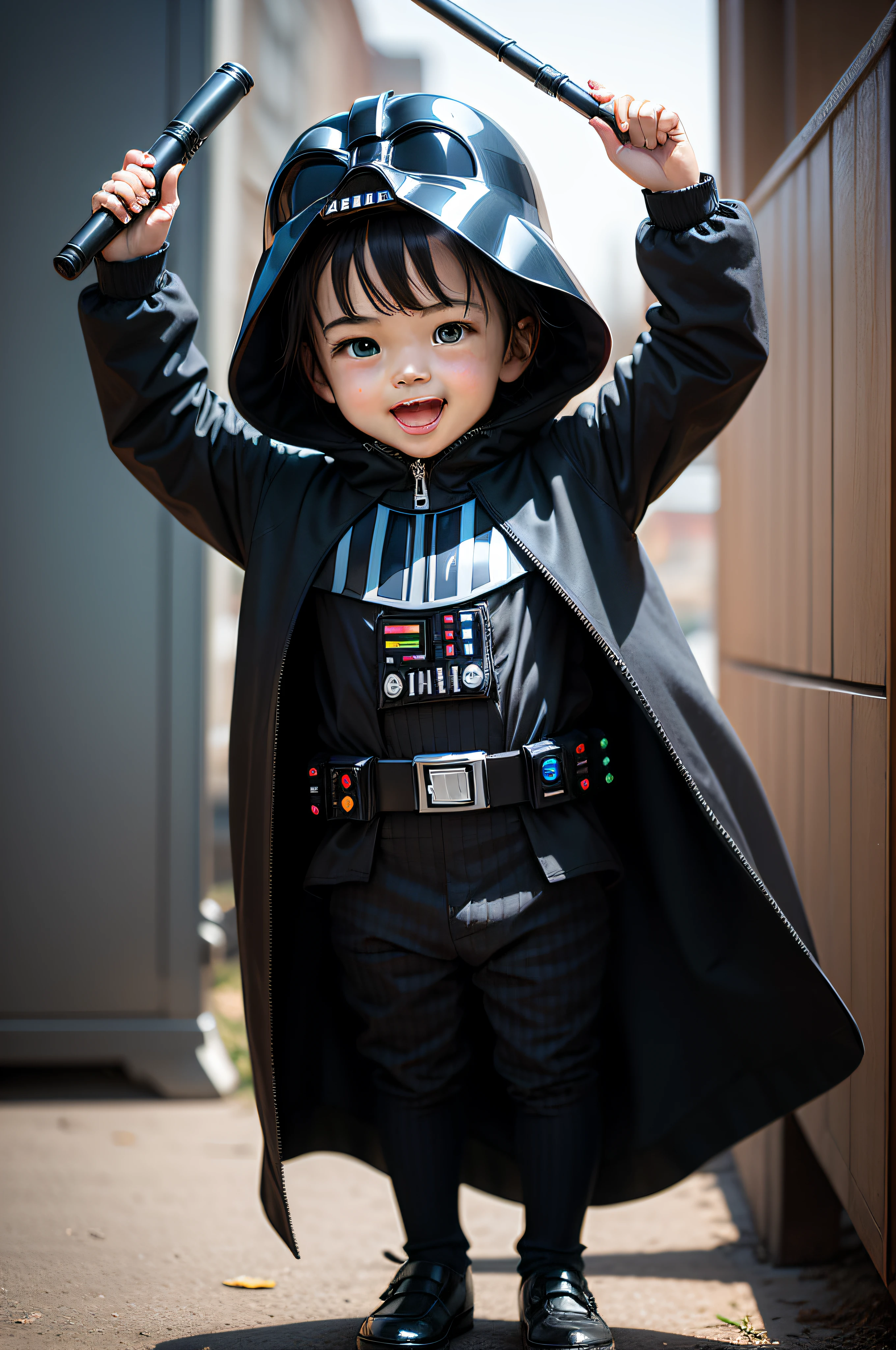 Happy  dressed as darth vader