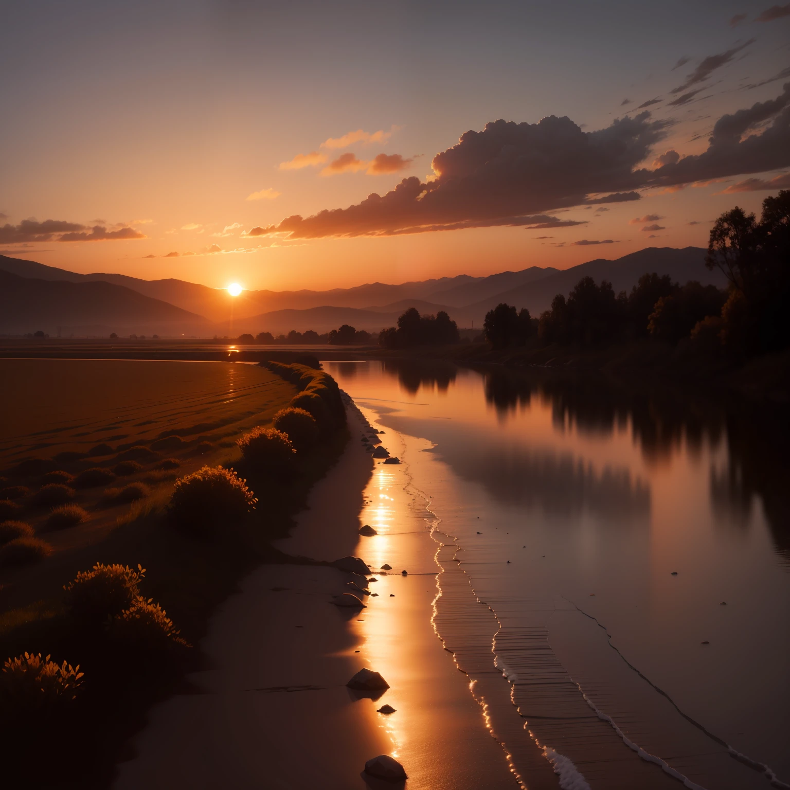 the setting sun