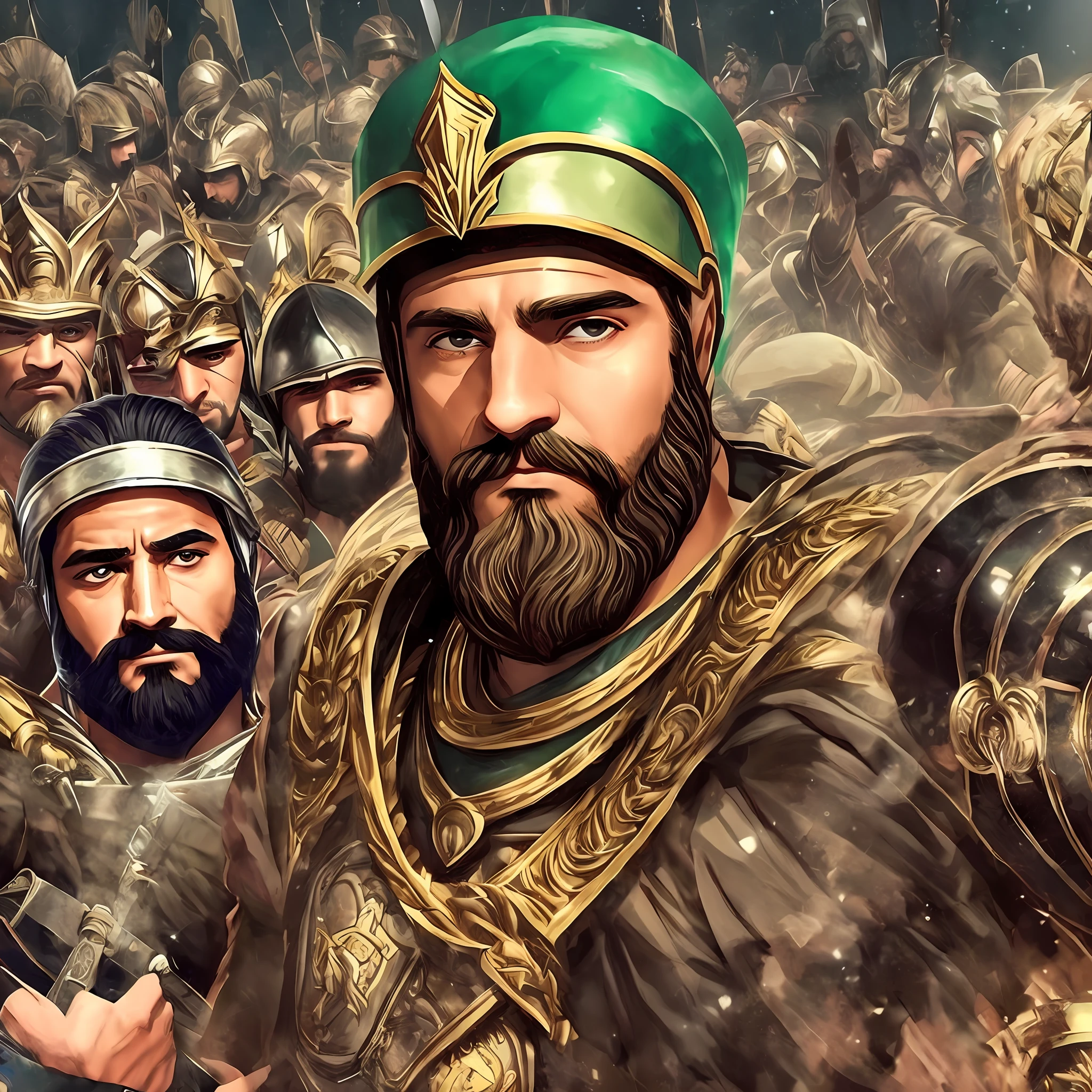 King Leonidas taking selfie with his army --auto --s2
