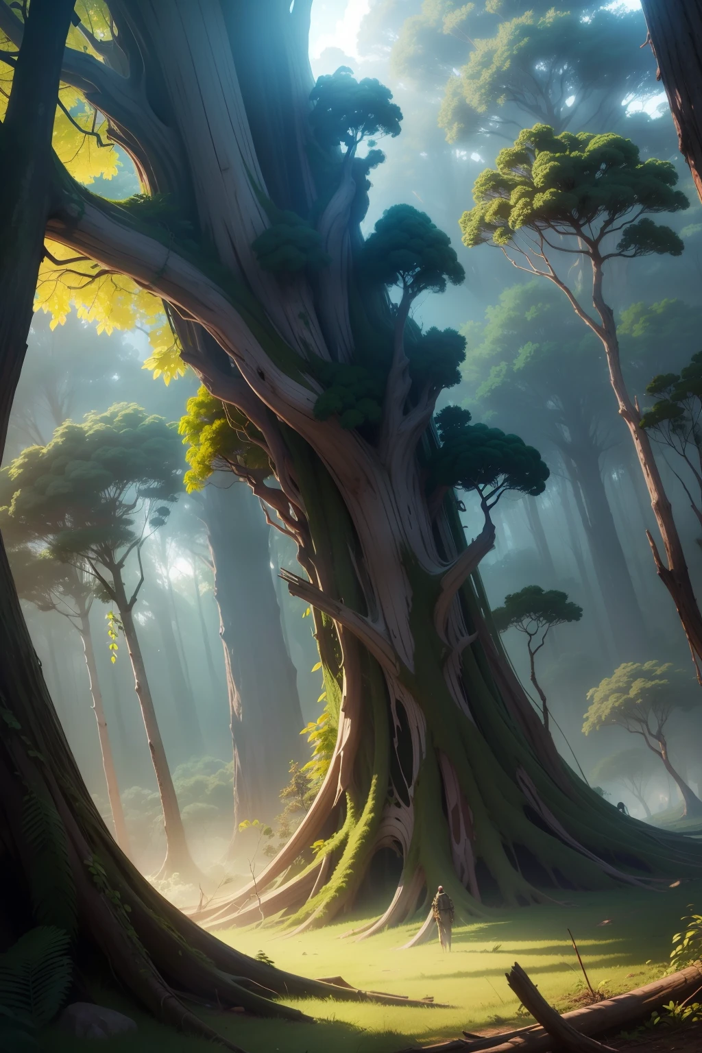obra-prima, floresta, tempestade, raio destruindo uma arvore, altamente detalhado, dynamic lighting, cores vivas, 8mm, 4k