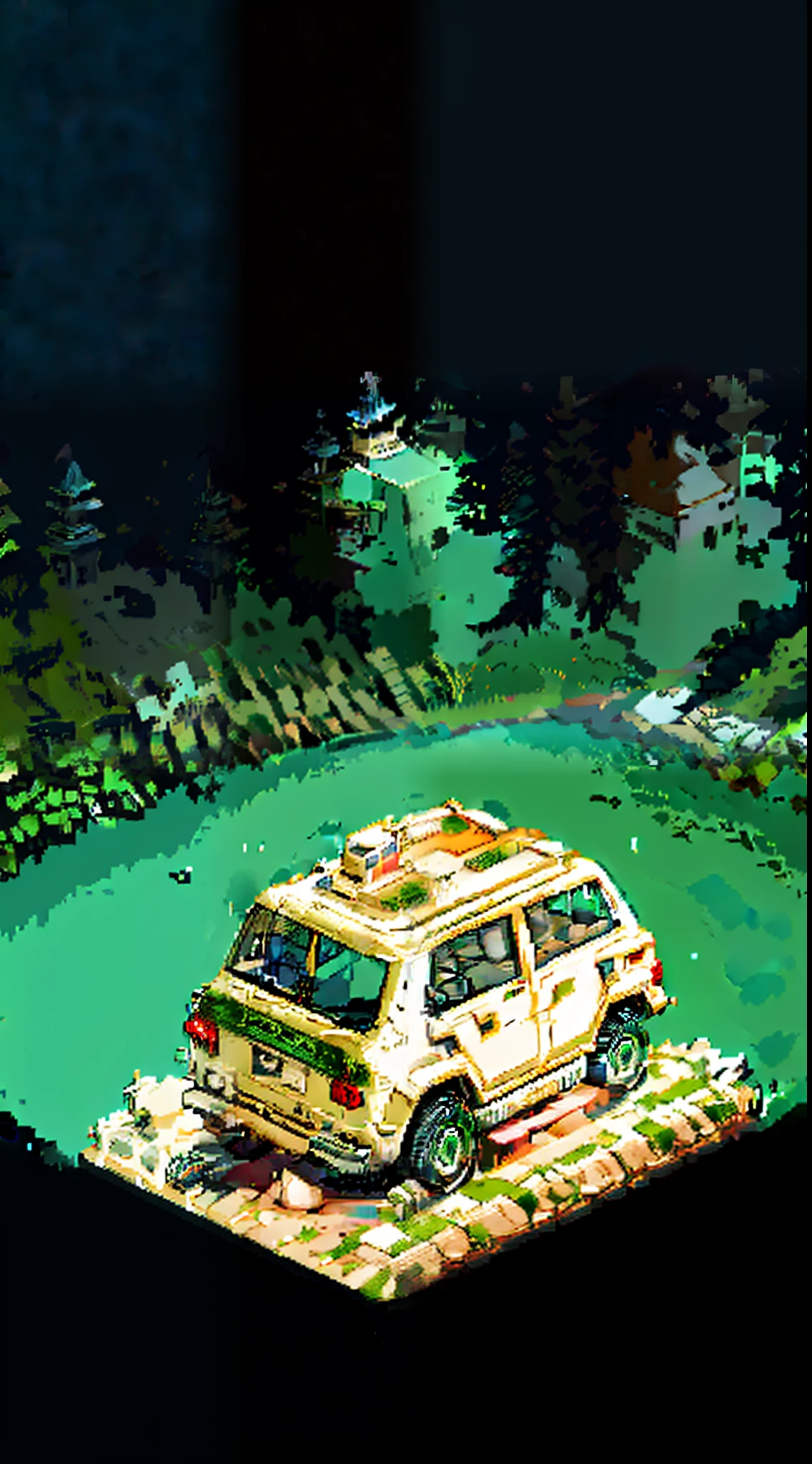 pixel white car