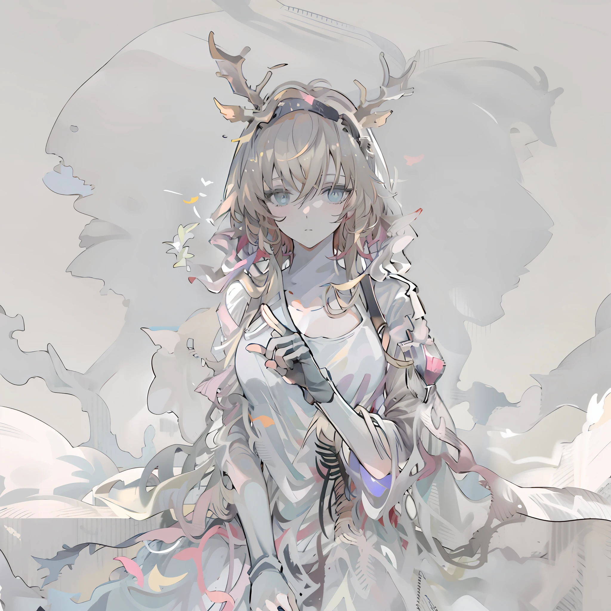 Anime girl sitting on the ground,There is a halo on the top of the head, Line sketch!!, clean anime outlines, anime sketch, Anime moe art style, Line sketch, flat anime style shading, sketchy artstyle, anime shading), thick line art, sketched, Casual pose, thick lineart, clean and meticulous anime style, linear art, with index finger, Line art!!