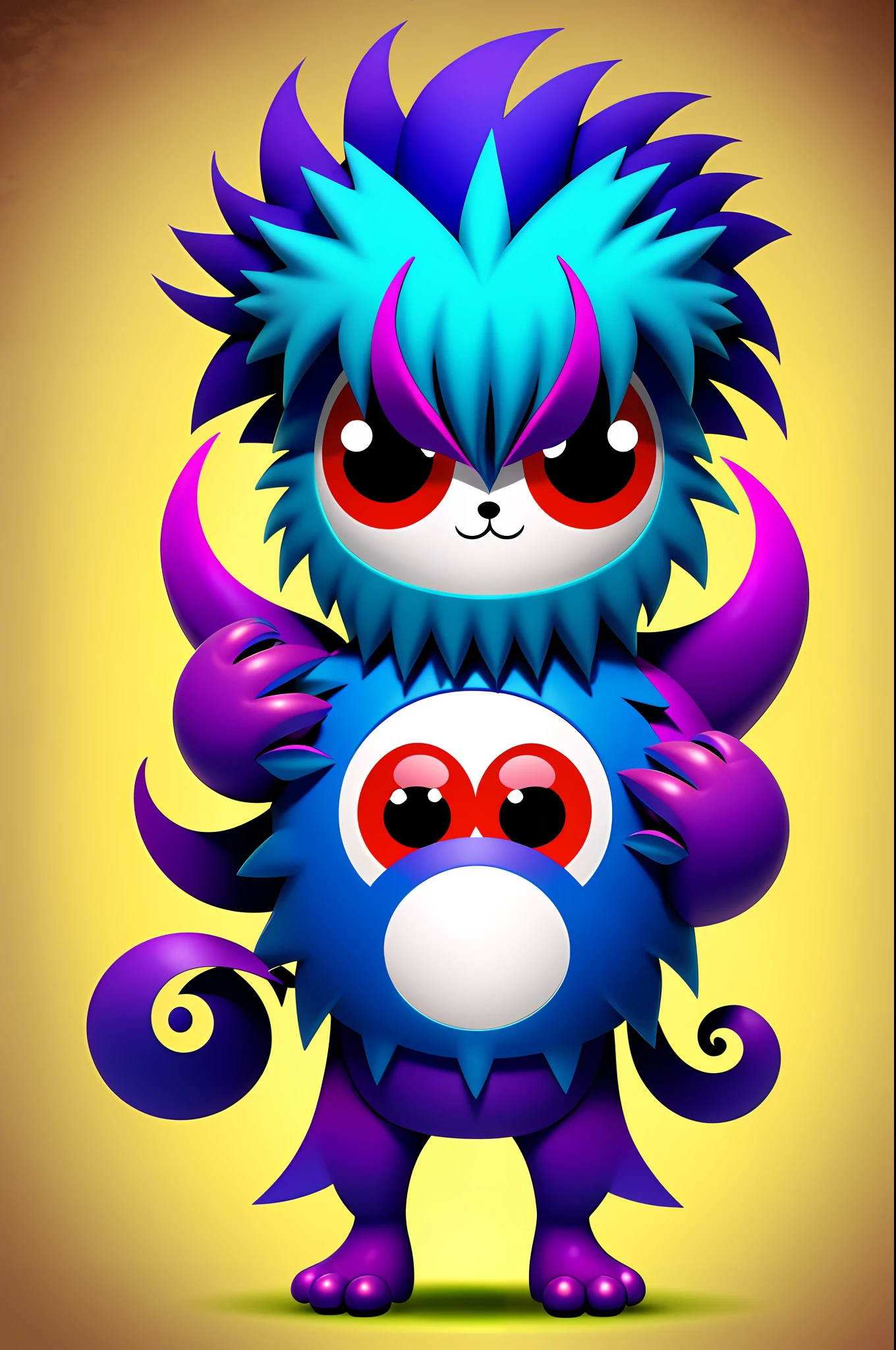 FANTZ MONSTER DESIGN,  a cute creature with hair made out of style-nebmagic, chibi style, super adorable,