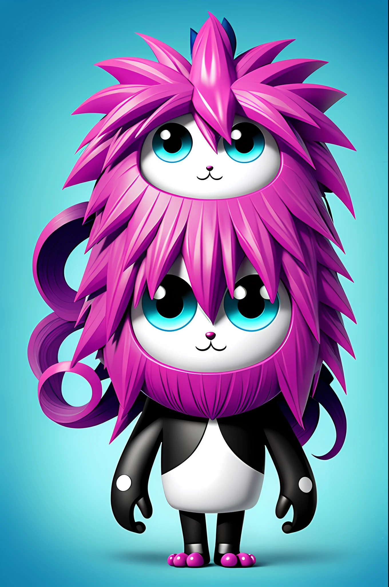 FANTZ MONSTER DESIGN,  a cute creature with hair made out of style-nebmagic, chibi style, super adorable,
