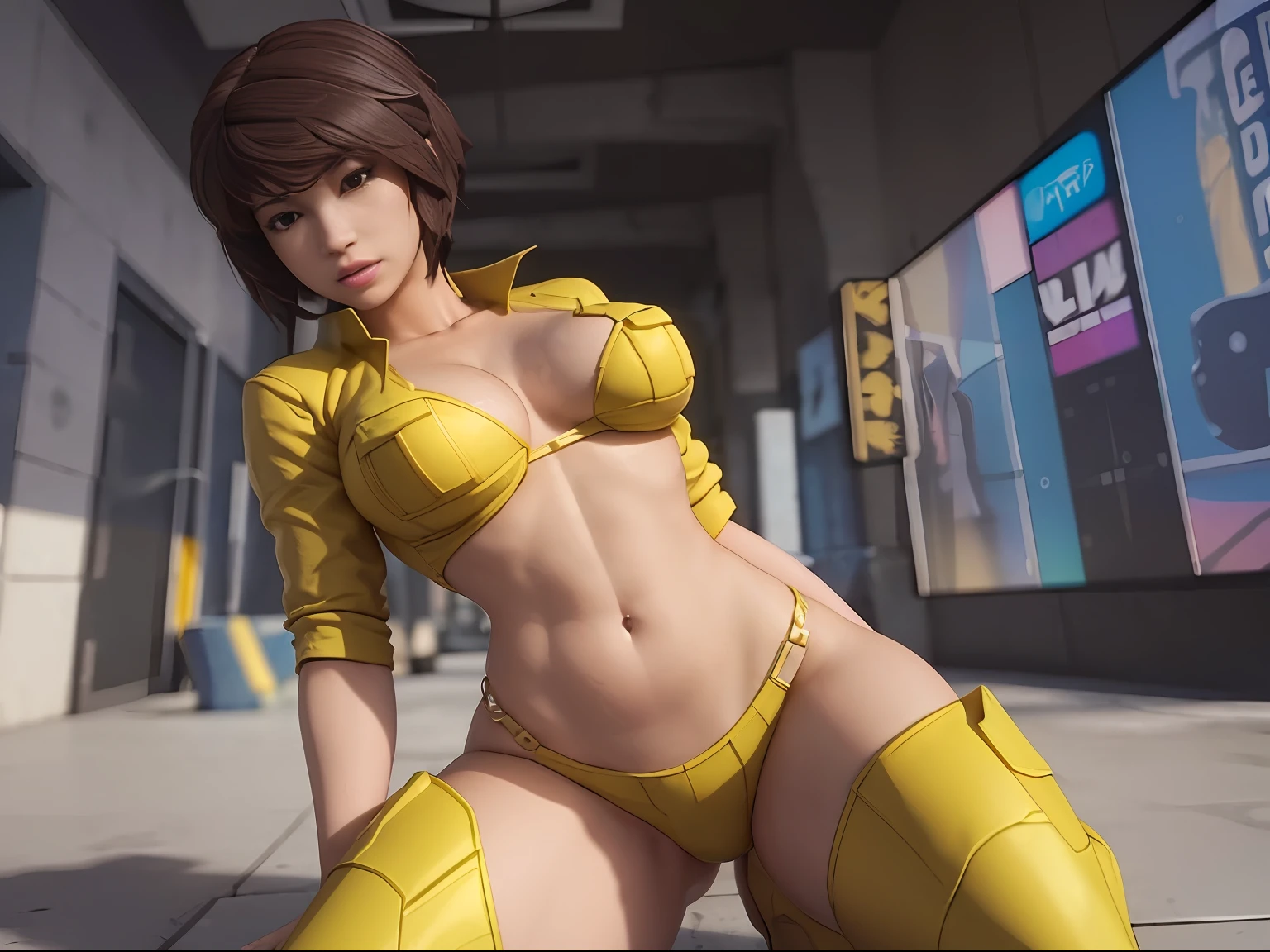(april o Neil ))tetas perfectas, adolescente ,trasero grande, lindo sexy sensual cuerpo perfecto ,HD (((fondo en el drenaje de. New york)),cuerpo completo 8k , hiperrealista, (((como renderizado de Unreal Engine))) (grandes tetas) todo que parece a un render 3d(((on an empty background)))viste su traje overoll amarillo