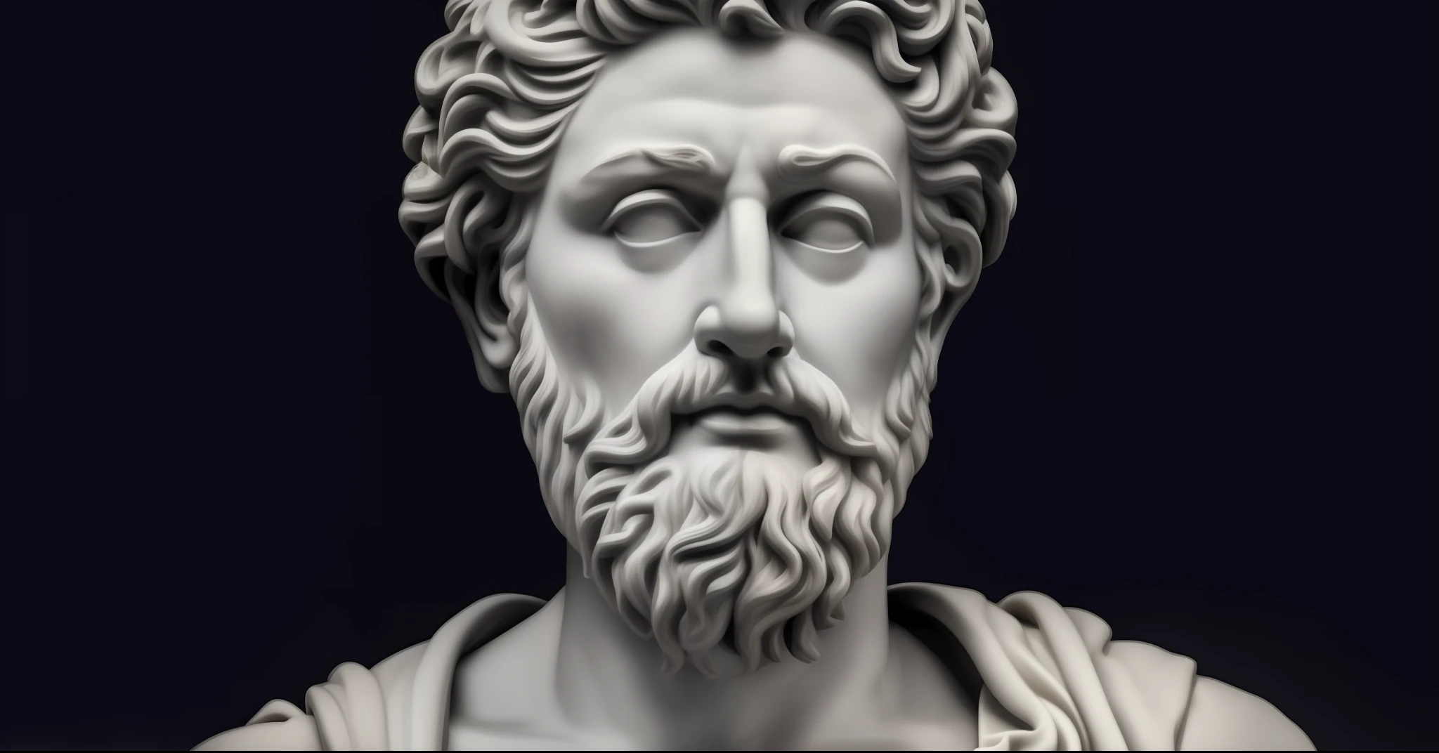 uma foto em preto e branco de um busto de um homem com barba, Estoicismo, eStoic facial expression, eStoic face, stoic, divino e estoico, Pose estoica, estoico and calm, Stoic attitude, inspirado em Pietro Testa, classic sculpture, Severiano de Nessus, Imperador Romano, Retrato de Zeus acidentado