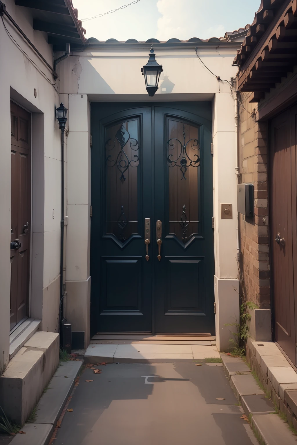 Street where doors are scary faces