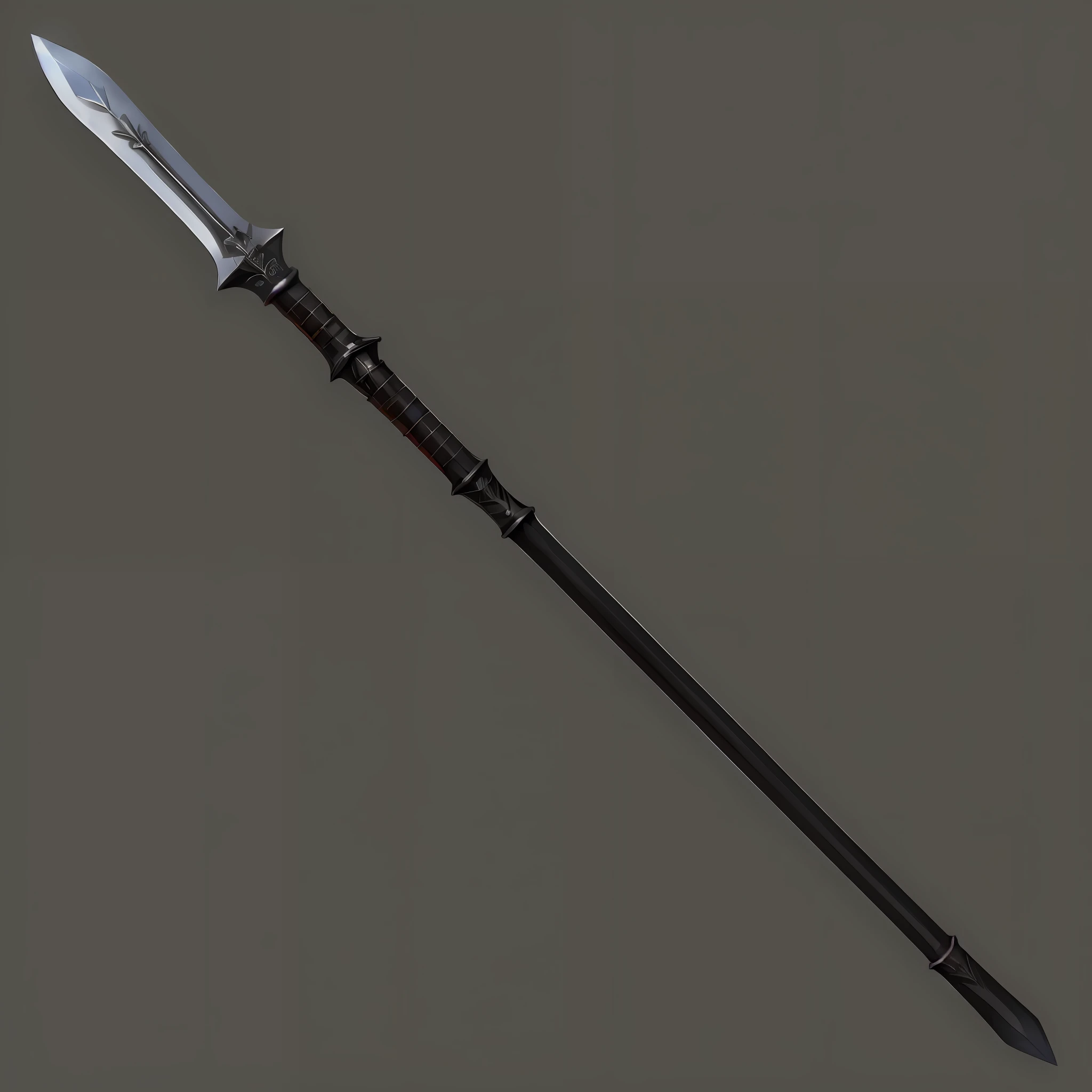 A close-up of a spear, Polearm Glaive, Lance longue, Lance fantastique complexe, arme d'hast, realistic spear, lance, War blade weapon, Odin's Spear, Longsword, tenir la lance, Arme fantastique, medievil lance