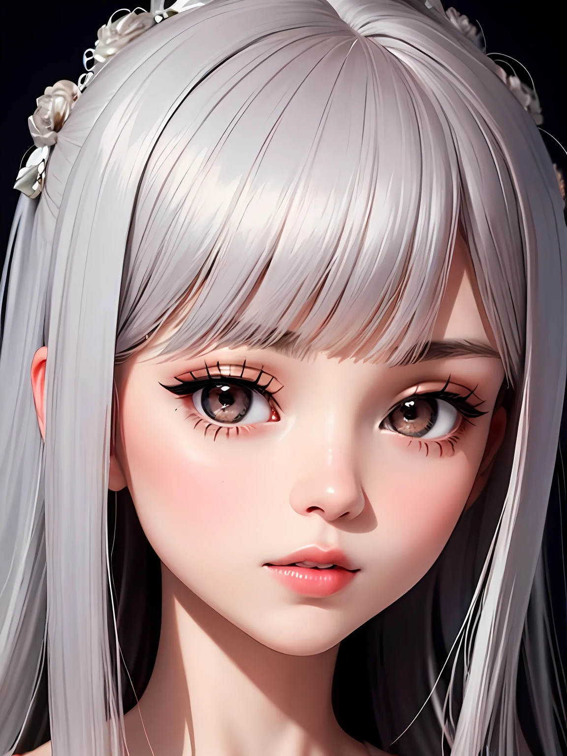 girl portrait, The details are intricate, eyelashes, parted lips,