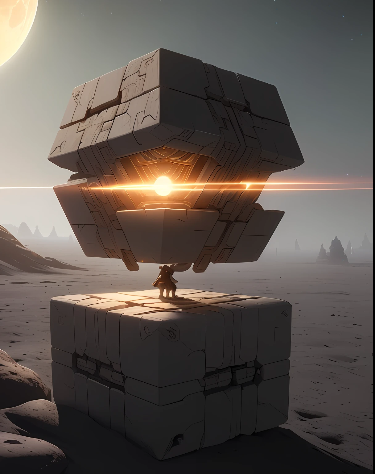 masterpiece, top-quality,, on the moon:, Mystery Cube, detaileds, trending, art stations, Deviant Art, artstation hd, 8K, hight resolution, detaileds, art by, Fantasia, Fantasyart, in the style of greg rutkowski