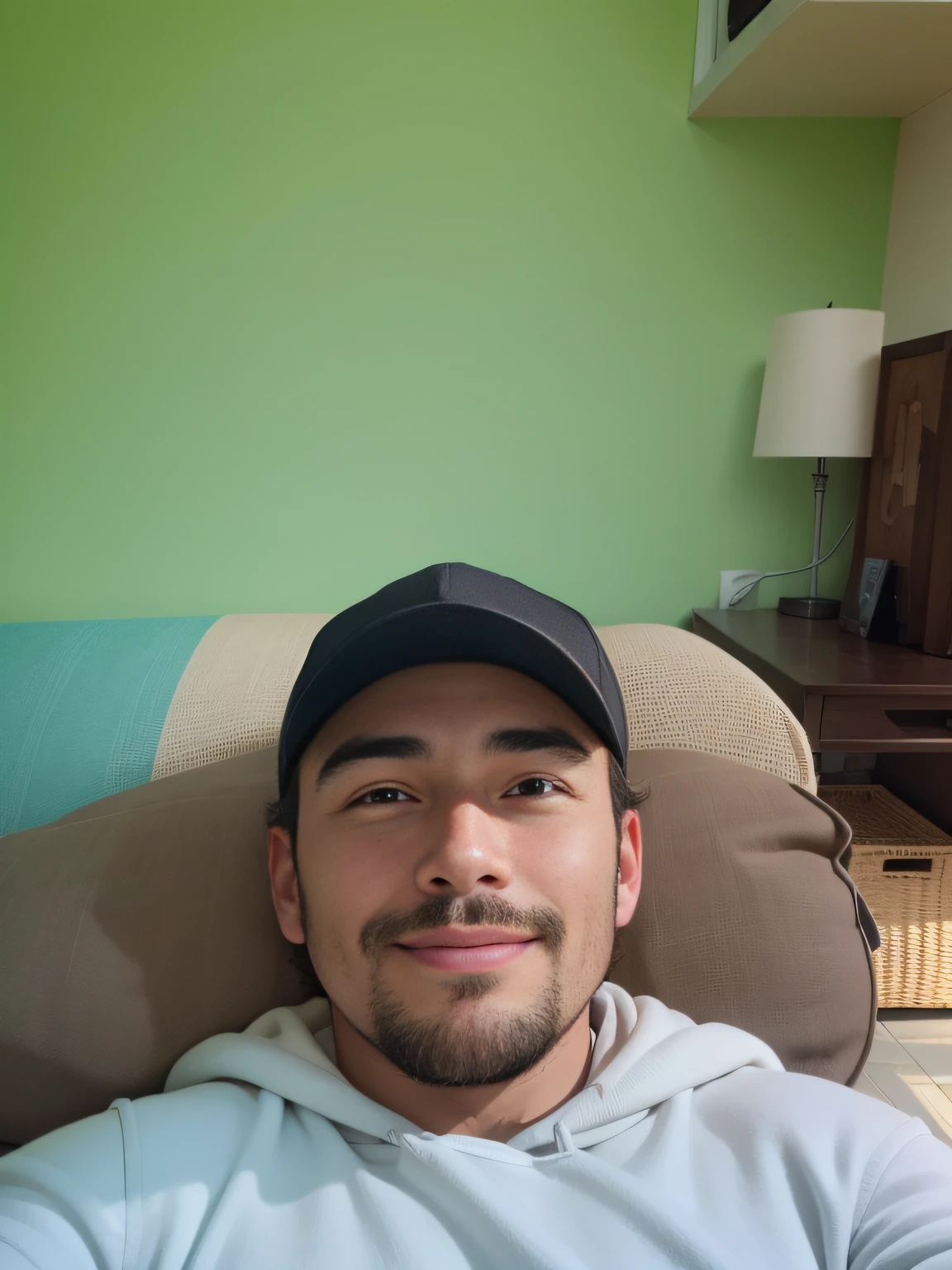 polo cap, studio, modernism, hyper-realistic design, sofa, open view, interior design, digital, illustration, architecture, home, peaceful, beautiful, cozy , pixar 3d male characters with smile face, and a , An ultra-realistic photograph captured with a Sony α7 III camera, equipped with an 85mm lens at F 1.2 aperture setting, The background is beautifully blurred, highlighting the subject. Soft sunlight gracefully illuminates the subject’s face and hair, casting a dreamlike glow. -- auto