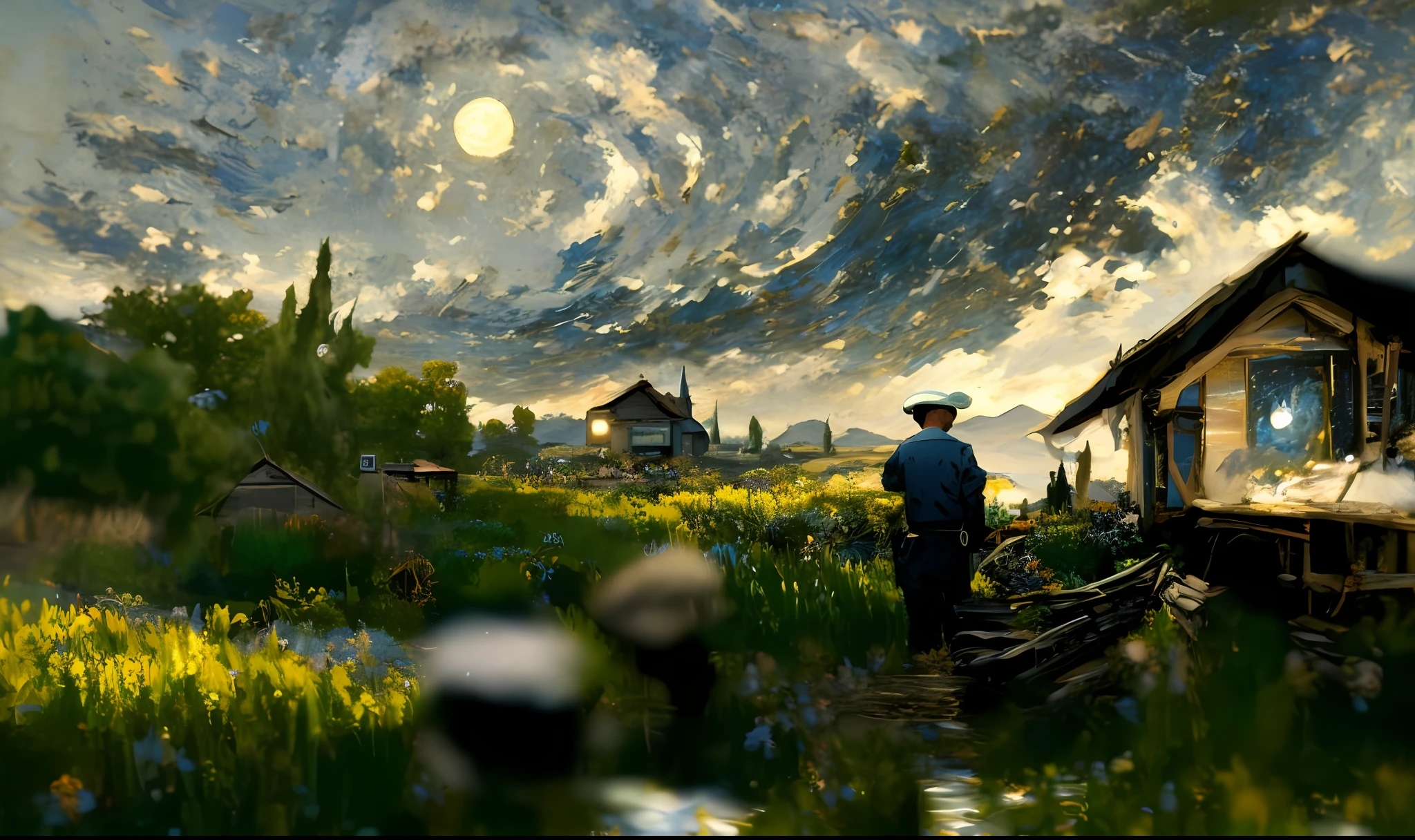 Draw a group of people in a field on sky background, in the style of van gogh, Van Gogh style, van gogh art style, Vincent Van Gogh style, Inspired by Van Gogh, 4k highly detailed digital art, inspired by Vincent Lefevre, Inspirado por Vincent van Gogh, 4K detailed digital art, in the style of van gogh, inspired by Vincent Di Fate