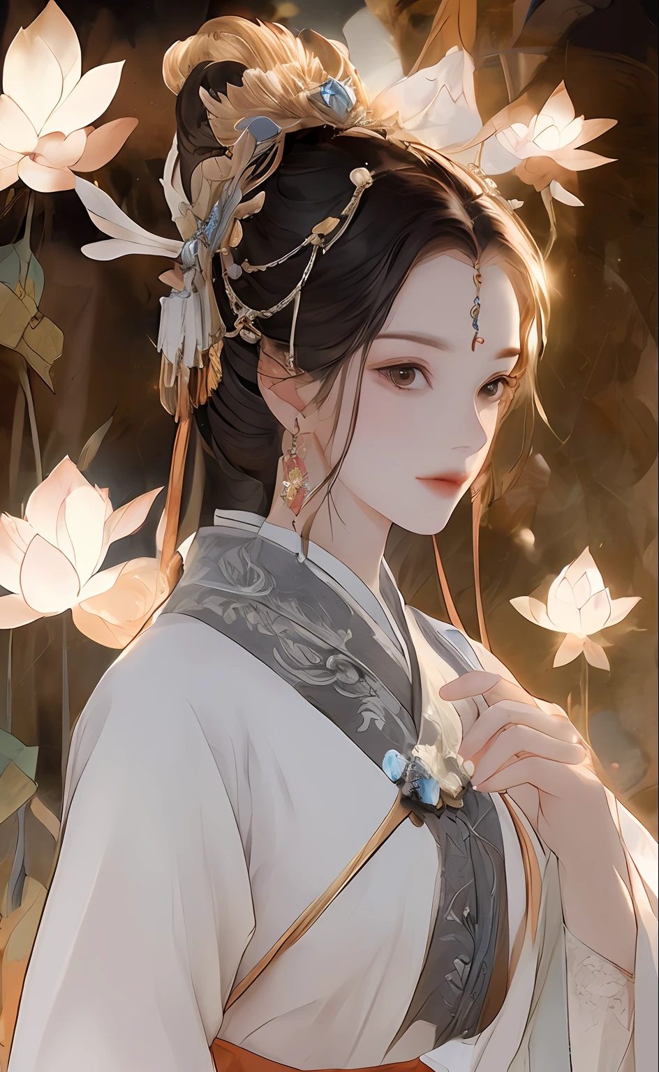 A girl, ancient Chinese costume, whole body, sunshine, clear face, clean white background, masterpiece, super detail, epic composition, ultra HD, high quality, extremely detailed, official art, uniform 8k wallpaper, super detail, 32k