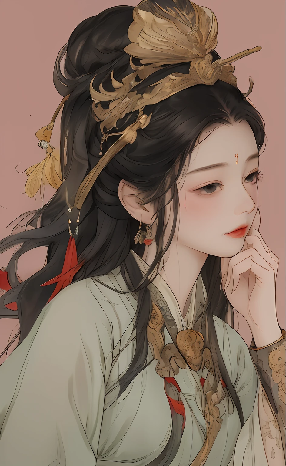 A girl, ancient Chinese costume, whole body, sunshine, clear face, clean white background, masterpiece, super detail, epic composition, ultra HD, high quality, extremely detailed, official art, uniform 8k wallpaper, super detail, 32k