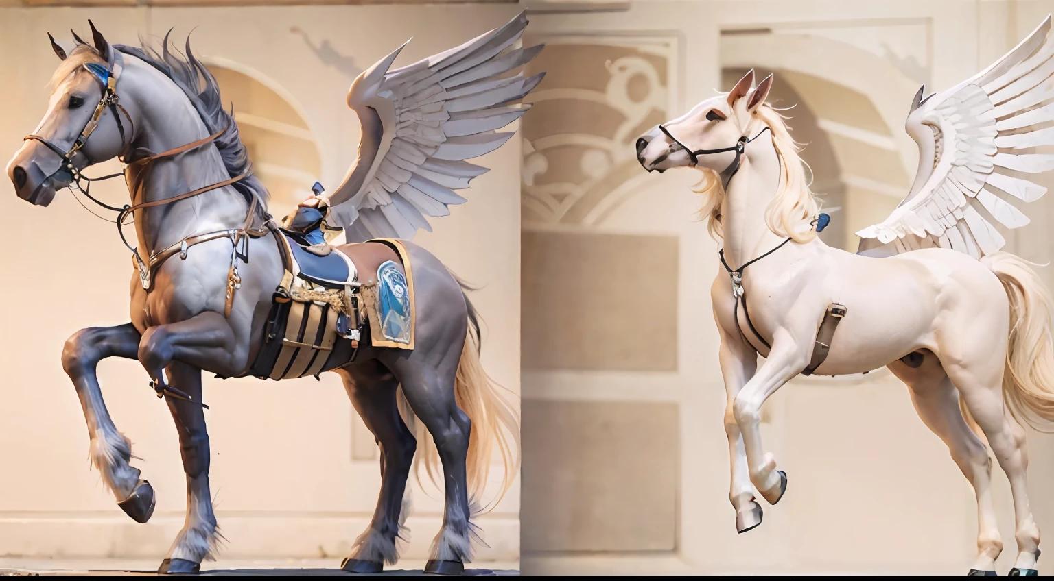 A female centaur，She is famous in the multiverse，She is both a female centaur, half human, half horse, half horse，It is also a female Yingzhao。She blends both images，The first is the head of a horse/neck/Shoulder these parts，After feminization，The upper body transforms into a beautiful female human，Female, half-centaur, half-human, half-horse, half-human，The second is the waist of the horse/hason/gluteal/Legs feminine，Female half-horse with beautiful woman's，Chimer，It's like a female human wearing a half-horse-like costume and making a seamless chimera，This chimerization is based on powerful futuristic technology。The ultra-wide-angle lens captures the image of her sleek and ethereal wings charging and leaping on the ionosphere。Her front half is distinctly feminine，Tall sexy body，Has K cup teardrop-shaped giant tit chest，It has a small man's waist butterfly spanning long legs，The half-horse part of the hind body，Embedded interface in the front half of the body hip position。The horse-shaped, half-horse torso form of her back body is completely female and humanized。A sexy bent dog-style shaped ribcage embedded in the lower back position of the beautiful woman's body from the upper end of the sternum/lower back/Ventral transverse。Then there are the sexy beauty's upright hips，Her entire body has been completely feminized，Including the half-horse part。Mechanized armor covers the legs with knee-shaped anti-joints and feet，And these parts are highly anthropomorphic，This makes her legs graceful and slender，Her four horse legs exploded in length proportions and was slender and toned，Under the legs are skinny white feet dressed in Skyscraper Heels，Use Midjourney's advanced stroke tools and color palettes, as well as texture packs, model packs, and texture tools，Concentration，Femaleize all parts of her original equine physiologic appearance，And give these parts an ergonomic appearance，Fine treatment of the thoracic and abdominal cavity of the posterior body，As well as hips and