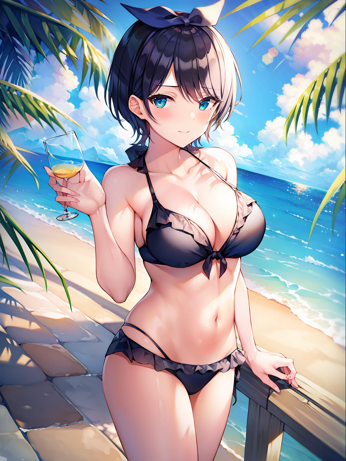(masterpiece, best quality, 8k, highres:1.2), 1girl, bikini, beach,