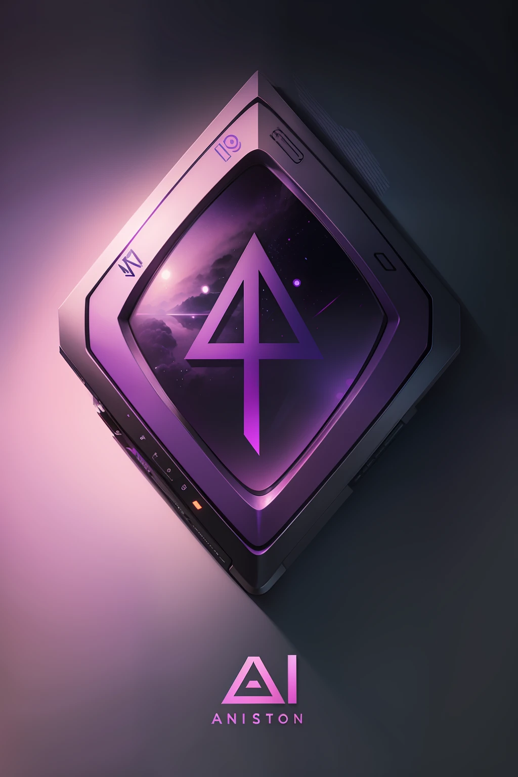 AI Logo with a purplish and Lo-Fi aesthetic, featuring an artistic representation of the word "AI".