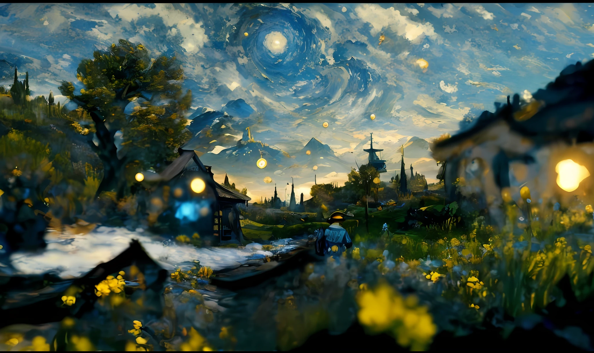 Draw a group of people in a field on sky background, in the style of van gogh, Van Gogh style, van gogh art style, Vincent Van Gogh style, Inspired by Van Gogh, 4k highly detailed digital art, inspired by Vincent Lefevre, Inspirado por Vincent van Gogh, 4K detailed digital art, in the style of van gogh, inspired by Vincent Di Fate
