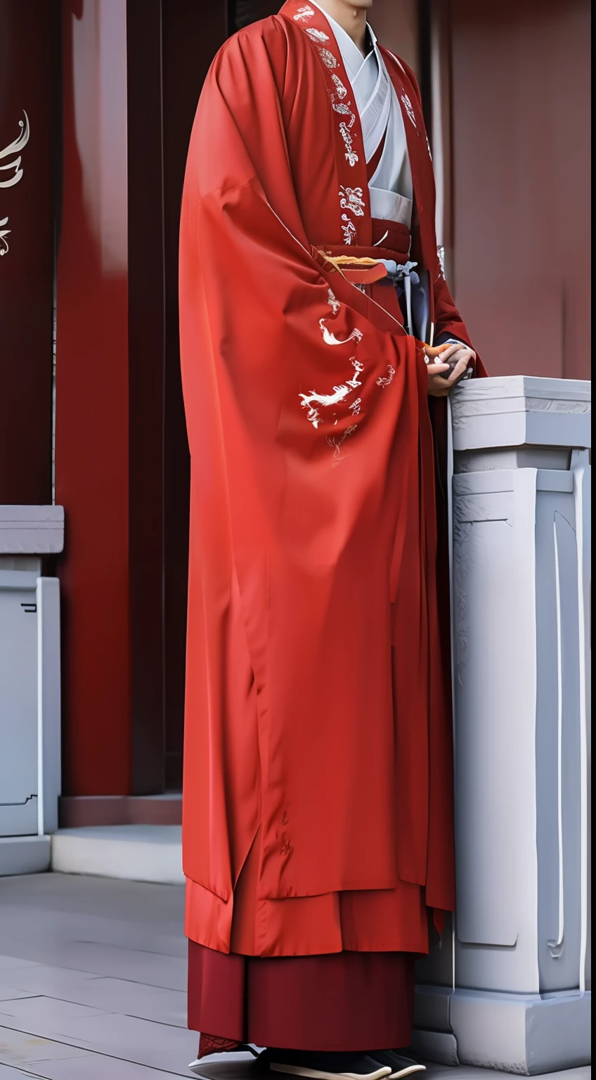 Masterpiece, Highest quality, (solofocus),, (High detail: 1.1),dojo，Red and yellow robes，The male， Man, chinese crown, 1人,and white hair,超高分辨率 , Detailed background, realisticlying, Wear an intricate Buddhist cassock