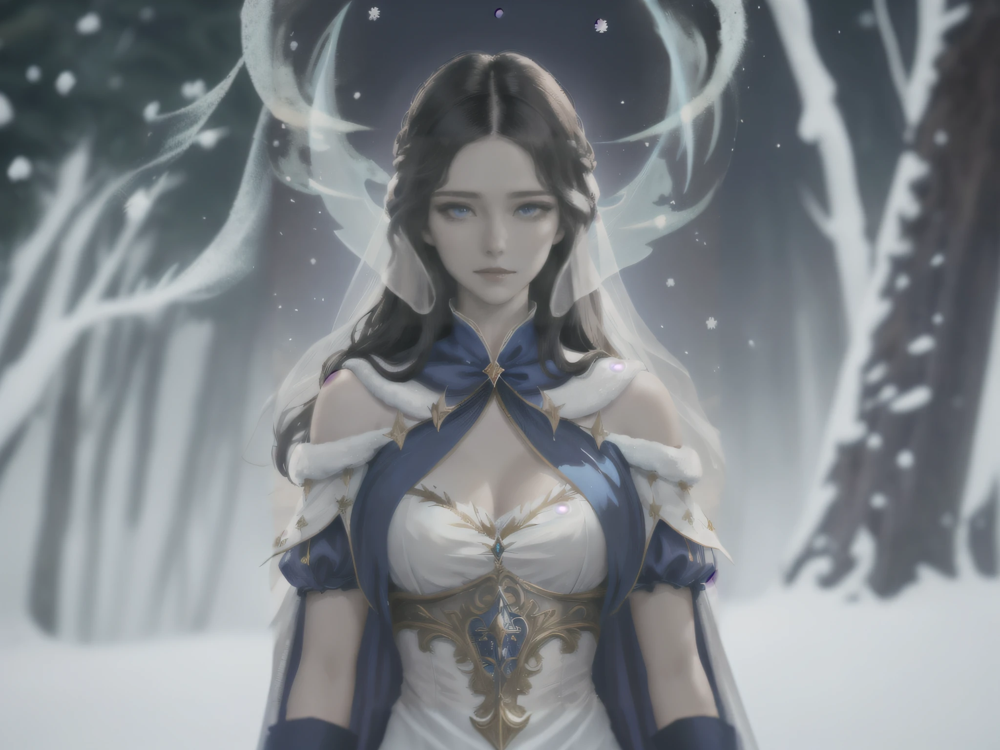 a blizzard in a forest