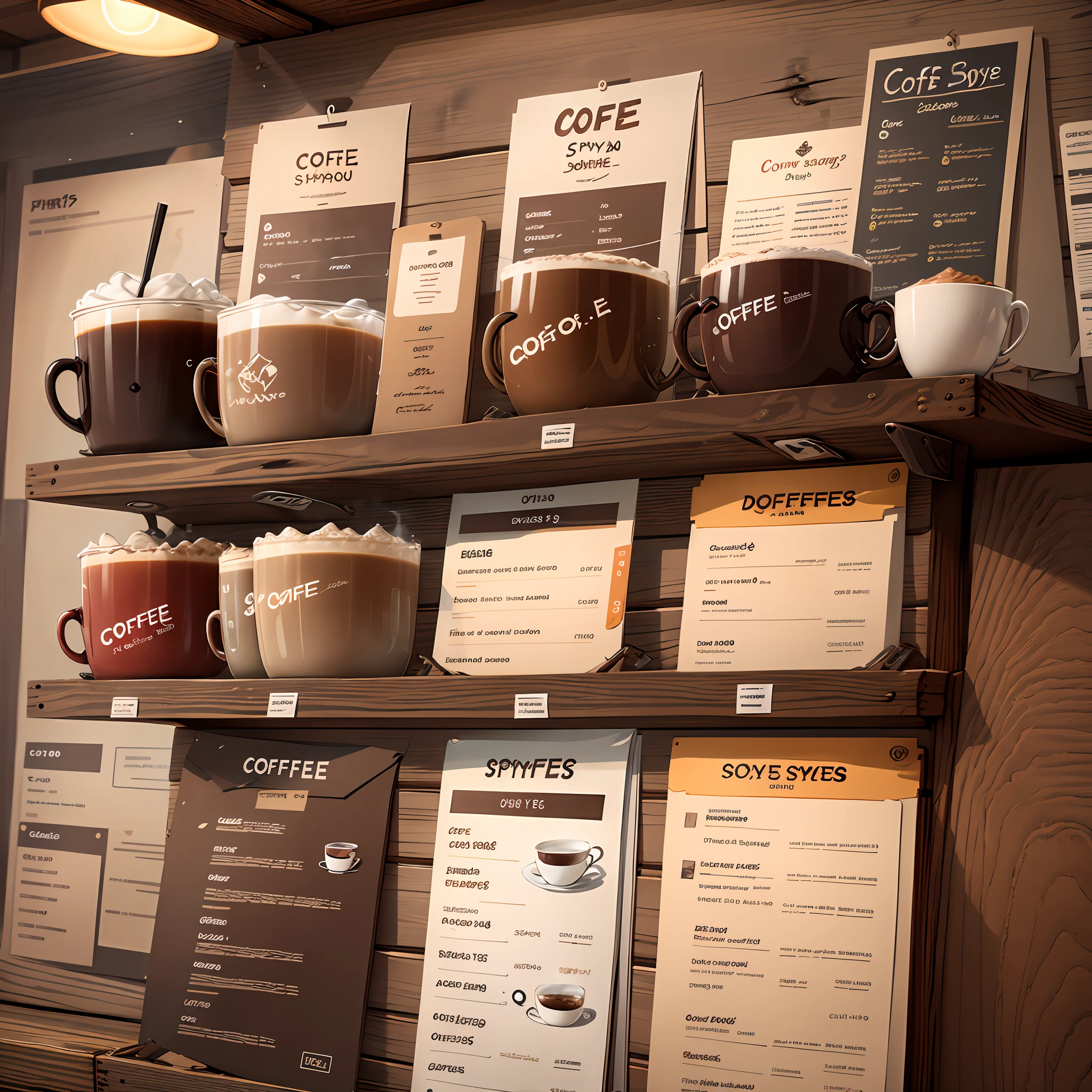 Coffee shop menu design in the style of old American newspapers