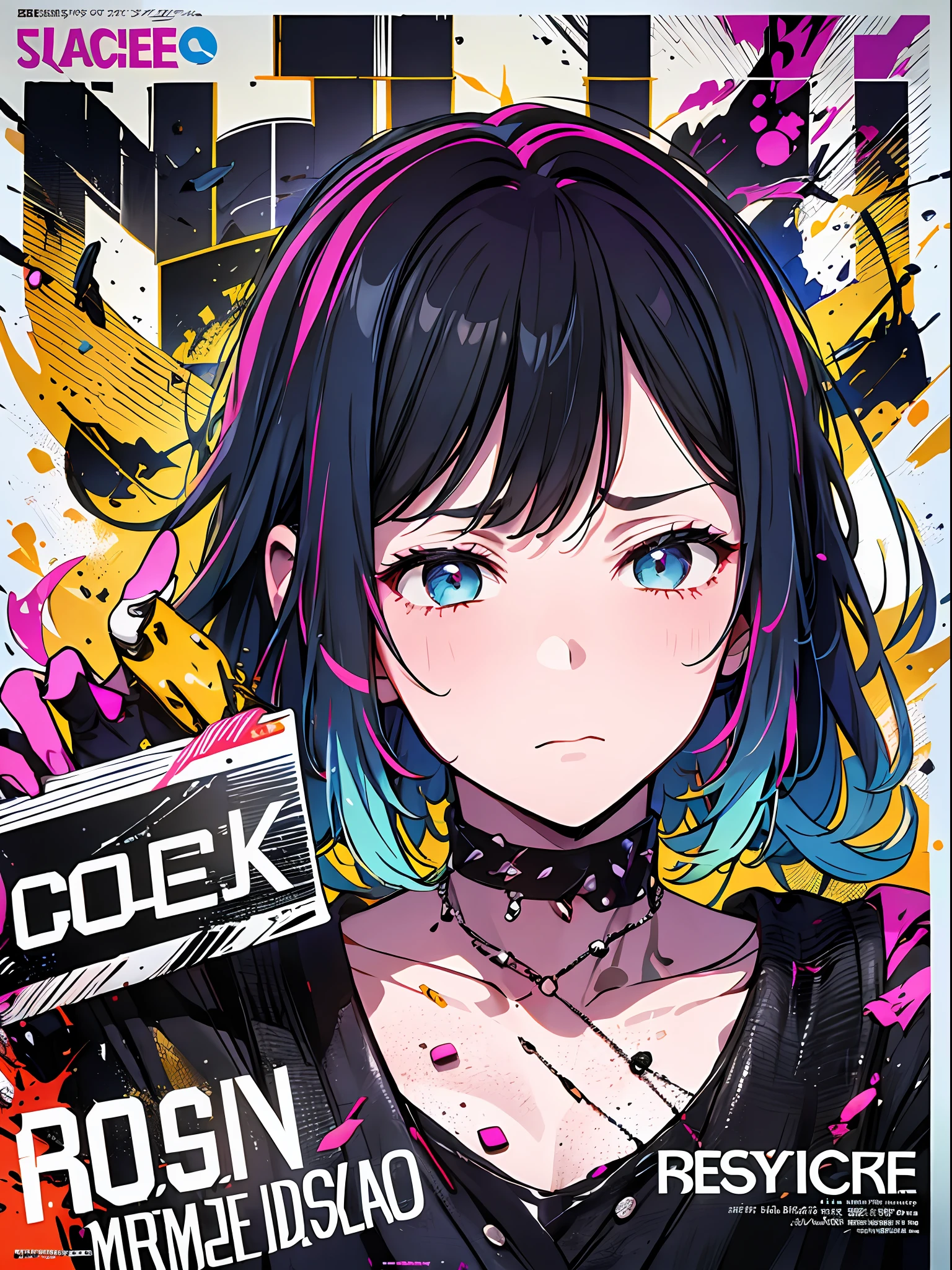 (((dramatic))), (((gritty))), (((intense)))) The movie poster features as the central character. She is shy in the center of the poster, wearing idol outfit, and a determined expression on her face. The background is dark and gritty, with a feeling of drunkenness. The text is bold and eye-catching, with catchy slogans that add to the overall drama and excitement. The color palette is dominated by dark colors, dotted with bright colors, giving the poster a dynamic and visual impact, tachi-e (magazine:1.3), (cover-style:1.3), fashionable, vibrant, outfit, posing, front, colorful, dynamic, background, element, confident, expressive, holding, statement, attachment, majestic, coiled, around, touch, scene, text, cover, bold, eye-catching, title, fashion, font, catchy, title, bigger, eye-catching, modern, trendy, focused, stylish, 1 girl