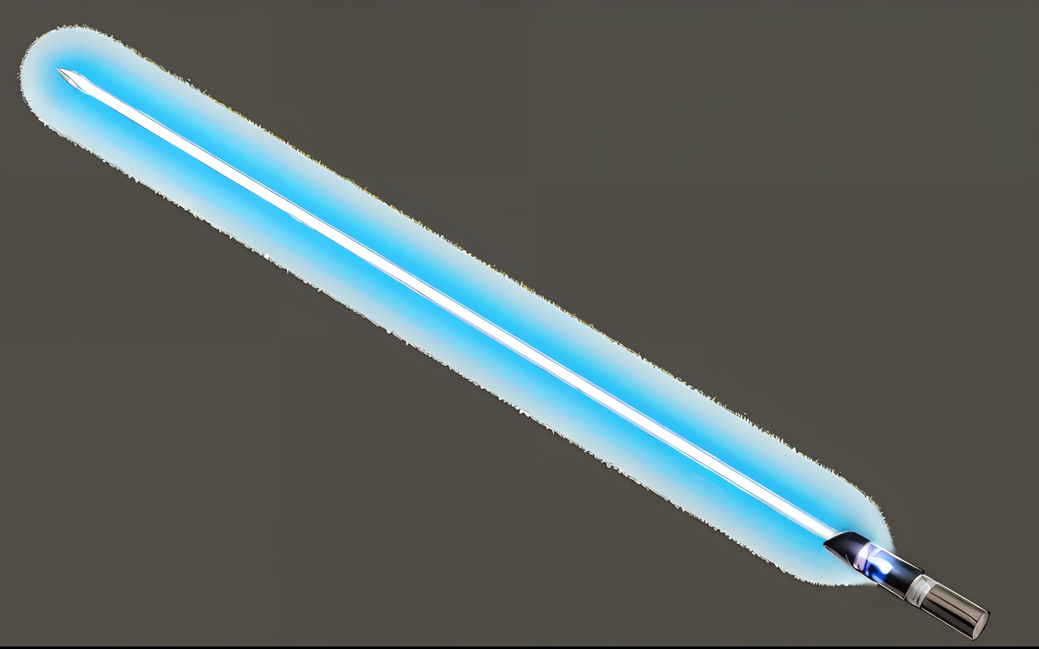 A close-up of a lightsaber with a blue light, Sabre laser bleu, Sabre laser bleu, glowing sword, lame raytracing, Sabre laser, realistic spear, tenant un sabre laser bleu, sabre laser katana, a lightsaber hilt, laser sword, Science fiction sword, sans sabre laser, Lame holographique!, cyan clair, Sword design