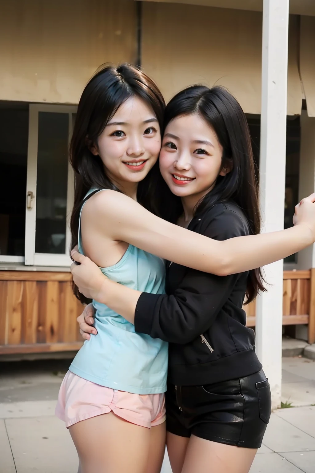 girls with friendships, 2girls,duo,RAW photogr,Friends, Hugging, sincerity, Playing, cheerfulness, Girls