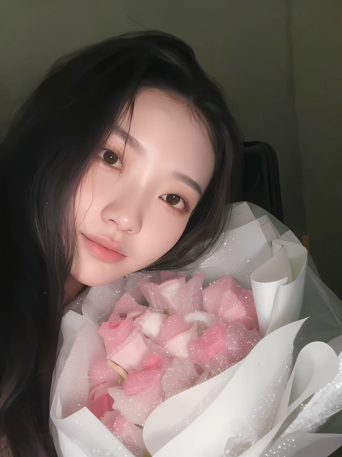 There was a woman holding a bag of donuts in her hand，With flowers，ulzzangs，Shin Jinying，blackpink jennie，with frozen flowers around her，shaxi，Dirabadil Murat，Choi Hyun-hwa，👅👅，jaeyeon nam，krystal，Tumblr，jossi of blackpink，bae suzy，Lee Ji-eun。