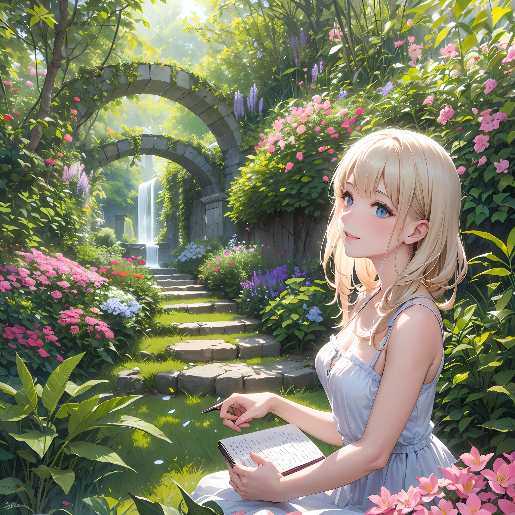 Amidst the blooming colors and enchanting scents, an 18-year-old girl named Lily wandered through the beautiful botanical garden. Her radiant beauty matched the splendor of the flowers that surrounded her.
With her twinkling blue eyes and golden hair cascading like sunlit waterfalls, Lily appeared as if she were a part of the garden's enchanting tapestry. Her laughter echoed through the pathways, as she embraced the magic of nature that enveloped her.
The botanical garden was her sanctuary—a place of solace and wonder. As she strolled through the meandering trails, she marveled at the diversity of flora, each bloom telling its own unique story.
Lily's love for plants was ingrained in her soul. From an , she found joy in nurturing her own garden at home, tending to each plant as if it were a cherished friend. Now, surrounded by the breathtaking beauty of the botanical garden, her passion blossomed even further.
She was drawn to the intricacies of every petal, every leaf, and every stem. The vibrant hues of the flowers ignited a symphony of emotions within her. With each step, she absorbed the serenity and harmony of the garden, leaving behind the worries of the outside world.
But Lily's enchantment with the botanical garden extended beyond admiration. Armed with a small notebook and a pencil, she became an artist of nature. Sitting beside a bed of roses, she carefully sketched their delicate forms, capturing the essence of their elegance on paper.
The garden became her muse, and she spent countless hours immersed in its beauty. She painted vibrant watercolors, capturing the garden's ever-changing colors in her art. Her creations breathed life into the flowers, allowing others to experience the enchantment she found in the garden.
As she explored the winding paths, Lily discovered more than just flora. Birds sang melodious tunes from the treetops, and butterflies fluttered gracefully, adding to the garden's allure.