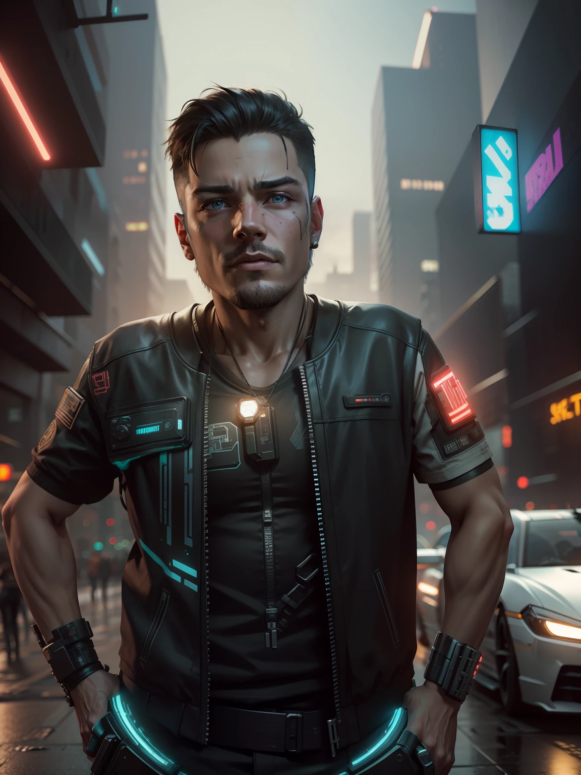 Change this background cyberpunk, realistic face,8k, ultra graphics, a boy