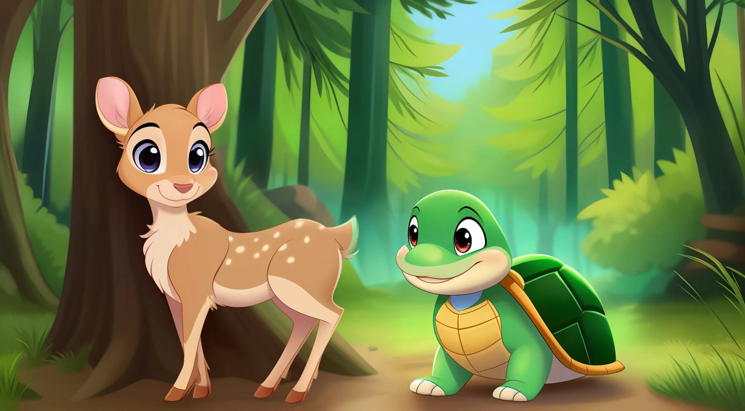 A cute fawn，Disney  style