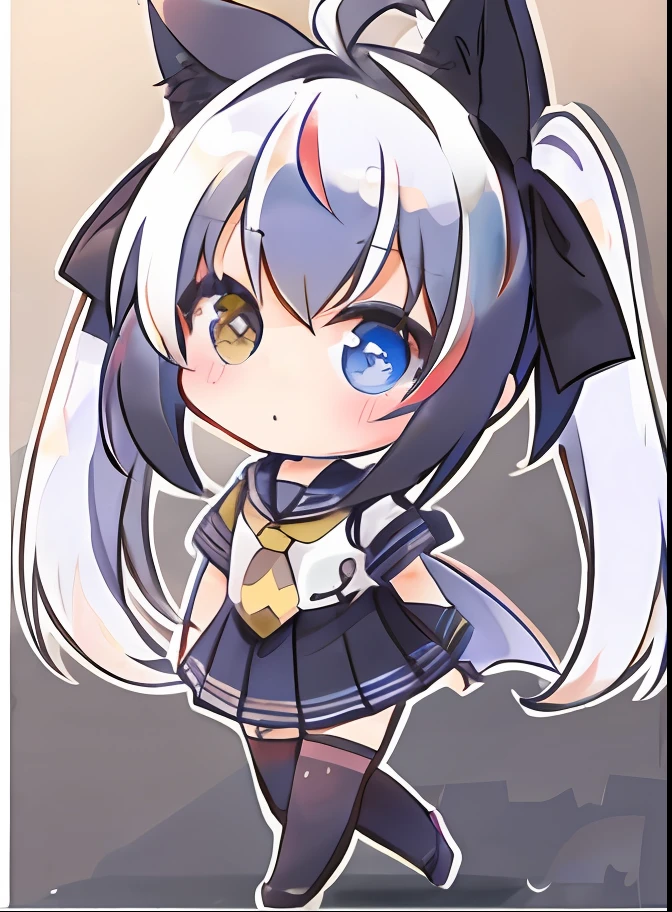 A cartoon image of a girl with cat ears and a dress, Kantai collection style, anime moe art style, anime chibi, Chibi anime girl, Cute!! tchibi!!! schoolgirl, nyaruko-san, water color nendoroid, chibi girl, small curvaceous loli, azur lane style, chibi anime, Chibi Art, kancolle, tchibi