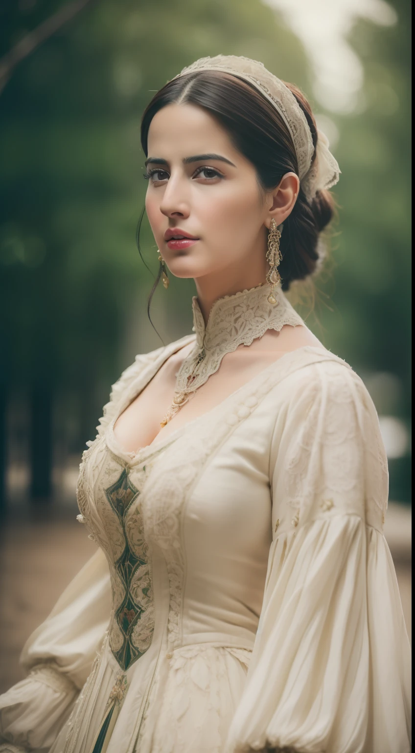 A beautiful woman ((Katrina kaif:1.2)) in ((intricate Vintage Victorian Outfit)), sharp focus, Nikon Z 85mm, unparalleled masterpiece, ultra-realistic 8k photos, best quality, masterpiece, (photorealistic:1.2), (realistic:1.5), (hyperrealistic:1.2),(realistic human skin:1.6), (detailed clothes features), (High Quality: 1.2), Raw photo, (Perfect body shape), Uniform, Unobtrusive,
