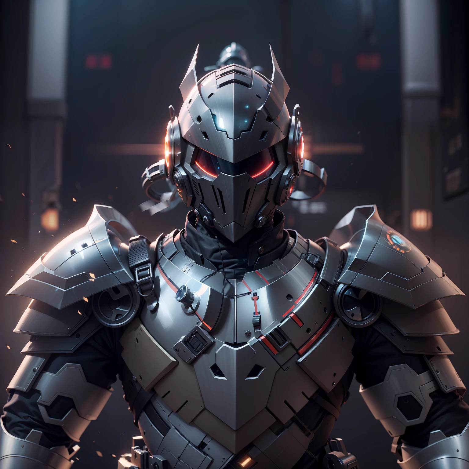 knight, Psi Warrior, Luminous helmet, is looking at the camera, higly detailed, 真实感, 4K, 3D