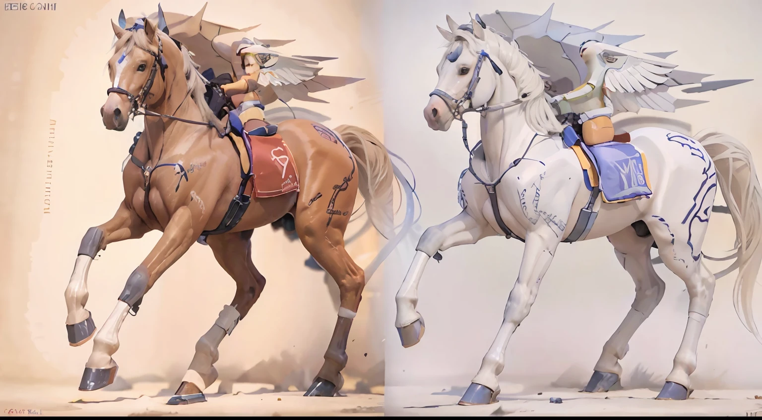 A female centaur，She is famous in the multiverse，She is both a female centaur, half human, half horse, half horse，It is also a female Yingzhao。She blends both images，The first is the head of a horse/neck/Shoulder these parts，After feminization，The upper body transforms into a beautiful female human，Female, half-centaur, half-human, half-horse, half-human，The second is the waist of the horse/hason/gluteal/Legs feminine，Female half-horse with beautiful woman's，Chimer，It's like a female human wearing a half-horse-like costume and making a seamless chimera，This chimerization is based on powerful futuristic technology。The ultra-wide-angle lens captures the image of her sleek and ethereal wings charging and leaping on the ionosphere。Her front half is distinctly feminine，Tall sexy body，Has K cup teardrop-shaped giant tit chest，It has a small man's waist butterfly spanning long legs，The half-horse part of the hind body，Embedded interface in the front half of the body hip position。The horse-shaped, half-horse torso form of her back body is completely female and humanized。A sexy bent dog-style shaped ribcage embedded in the lower back position of the beautiful woman's body from the upper end of the sternum/lower back/Ventral transverse。Then there are the sexy beauty's upright hips，Her entire body has been completely feminized，Including the half-horse part。Mechanized armor covers the legs with knee-shaped anti-joints and feet，And these parts are highly anthropomorphic，This makes her legs graceful and slender，Her four horse legs exploded in length proportions and was slender and toned，Under the legs are skinny white feet dressed in Skyscraper Heels，Use Midjourney's advanced stroke tools and color palettes, as well as texture packs, model packs, and texture tools，Concentration，Femaleize all parts of her original equine physiologic appearance，And give these parts an ergonomic appearance，Fine treatment of the thoracic and abdominal cavity of the posterior body，As well as hips and