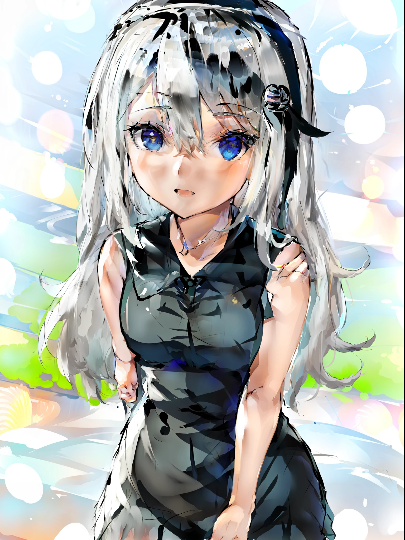 A cartoon image of a girl with cat ears and a dress, Kantai collection style, anime moe art style, anime chibi, Chibi anime girl, Large!! tchibi!!! schoolgirl,