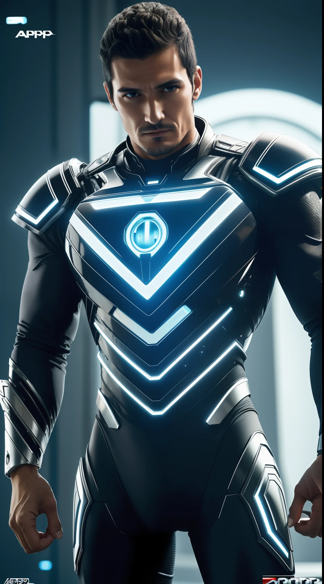 A cyber man, inspirado em Pedro Pascal, master part, extremamente detalhado, melhor qualidade, ((Traje futurista)), (metallic details with lights and electronic circuits: 1.2),((corpo inteiro):1.5) extremamente detalhado, intricate with lights and luminous electronic circuits. (8k, qualidade superior, melhor qualidade, obra-prima, altamente detalhado: 1.2), ((corpo inteiro):1.5)