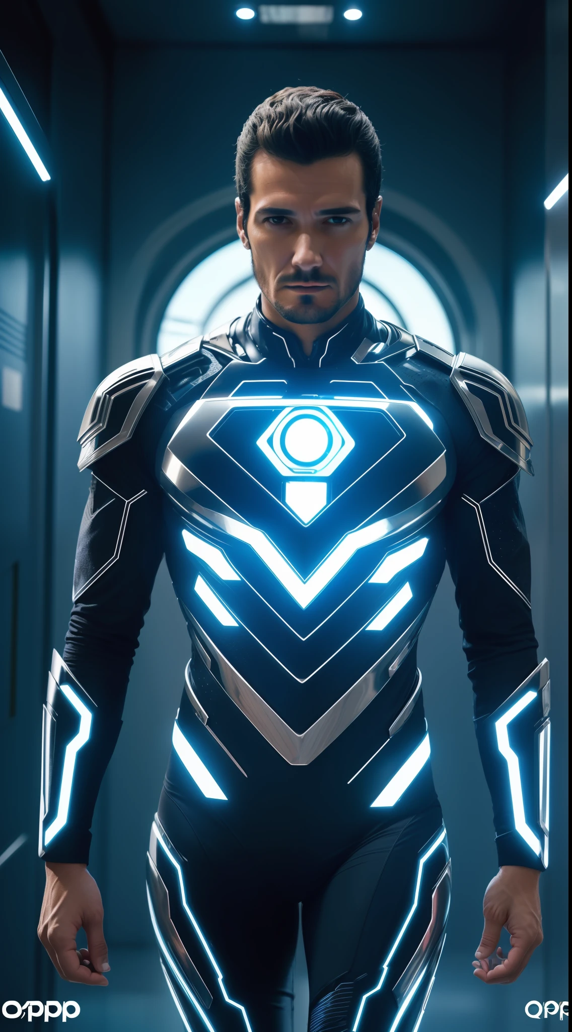 A cyber man, inspirado em Pedro Pascal, master part, extremamente detalhado, melhor qualidade, ((Traje futurista)), (metallic details with lights and electronic circuits: 1.2),((corpo inteiro):1.5) extremamente detalhado, intricate with lights and luminous electronic circuits. (8k, qualidade superior, melhor qualidade, obra-prima, altamente detalhado: 1.2), ((corpo inteiro):1.5)