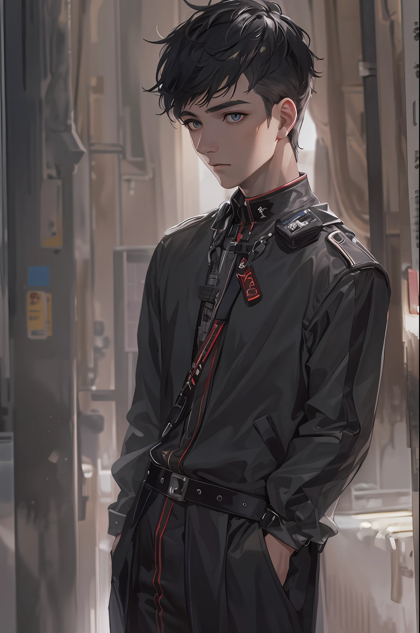 Best quality, High picture quality,A high resolution,1 ager,((solo person)),Handsome,(Bust),facial closeups,(Black pupils),Short black hair