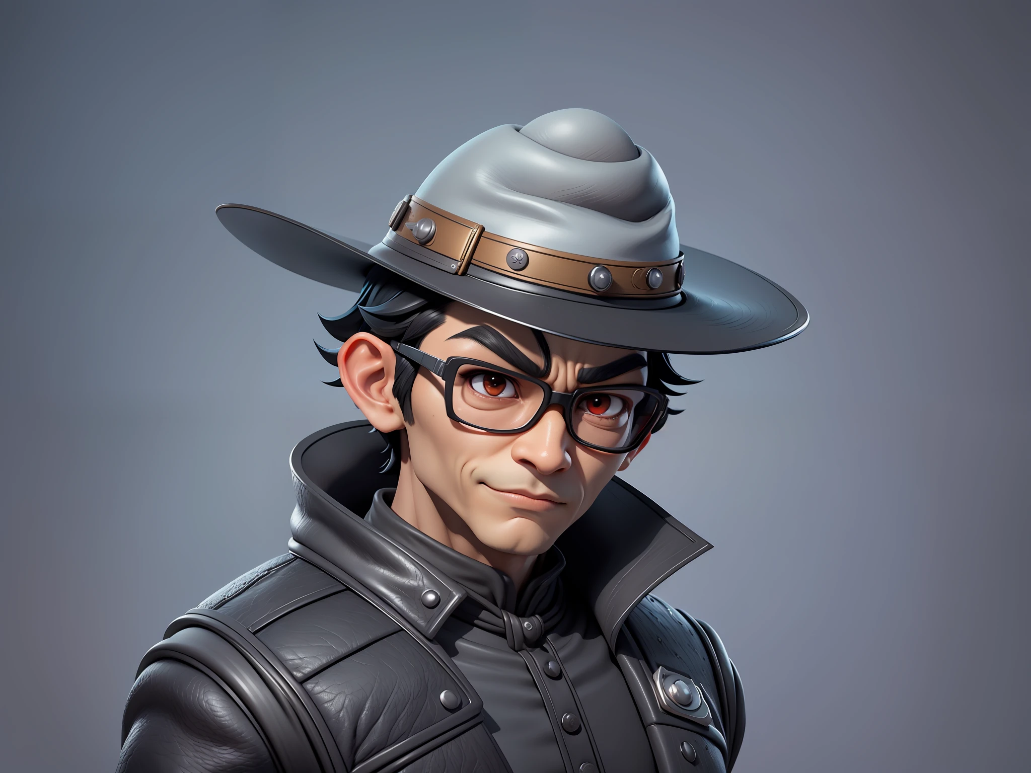 Young man with oriental face in leather hat, dragon, formal suit, short black hair, silver glasses, digital painting, 3D character design by Mark Clairedon and Pixar and Hayao Miyazaki and Akira Toriyama, the illustration is a high-definition illustration in 4K resolution with very detailed facial features and cartoon-style visuals.