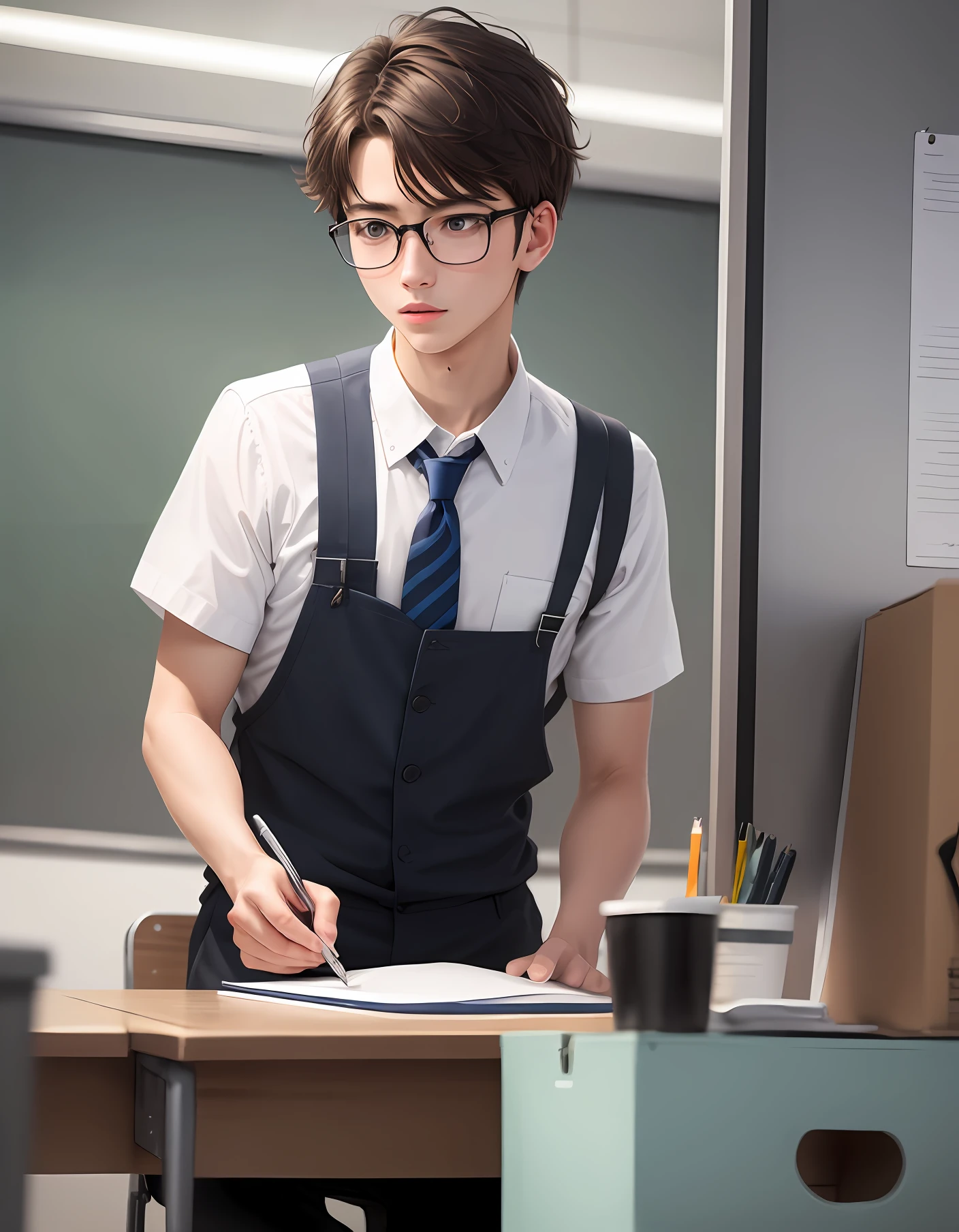 white backgrounid,at work,schoolboy