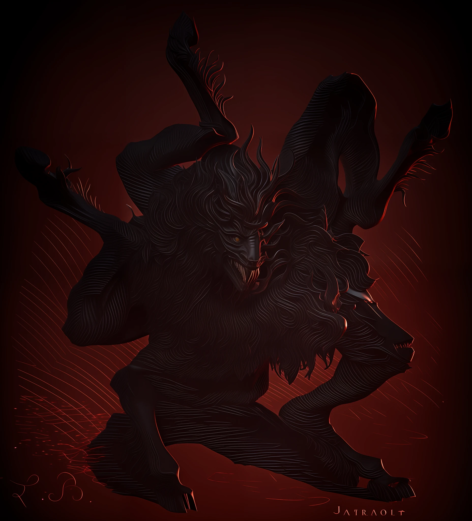 Transformar num modelo realista em 3D, daemon goetia, demonio, realista, 8K