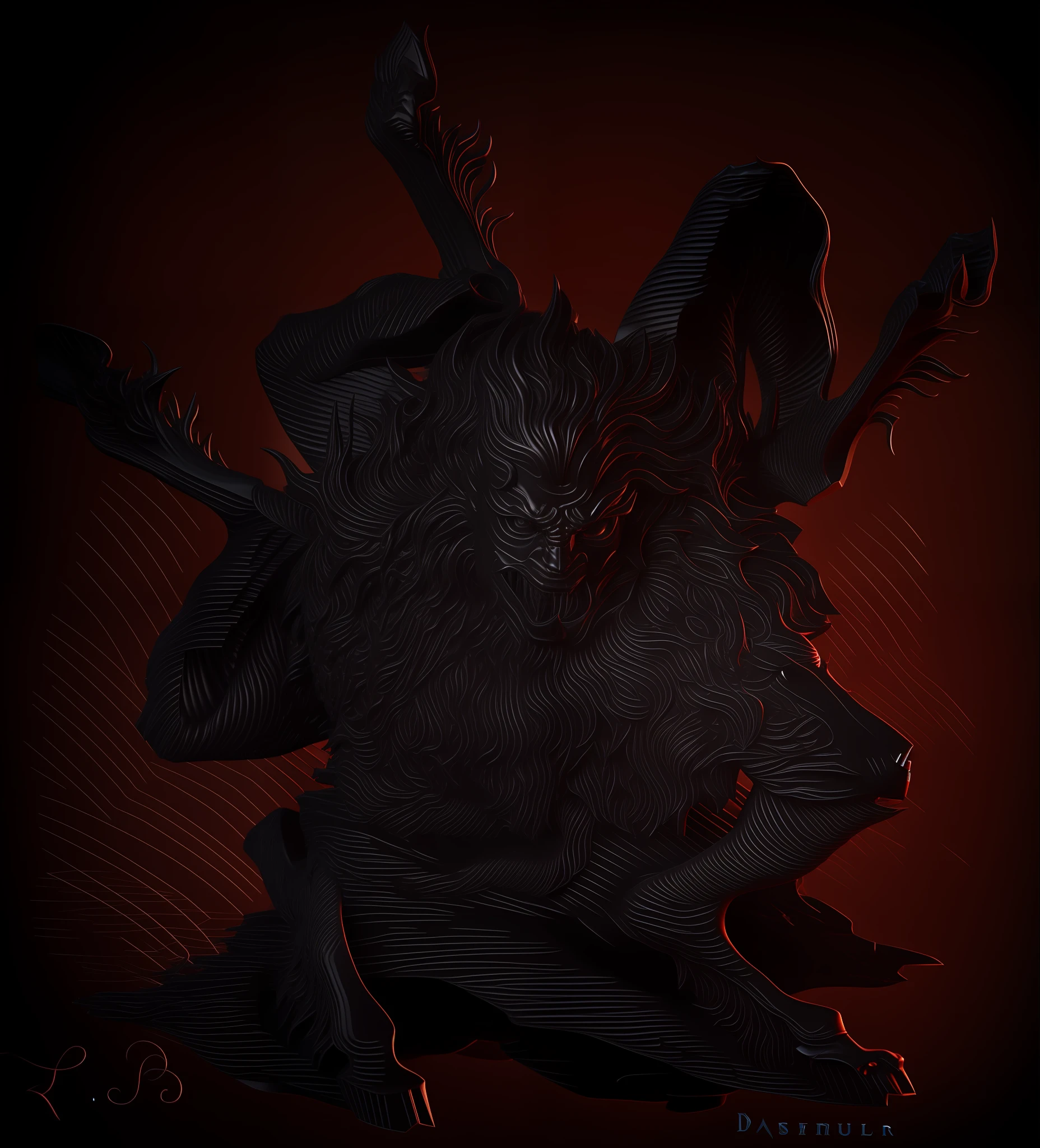 Transformar num modelo realista em 3D, daemon goetia, demonio, realista, 8K