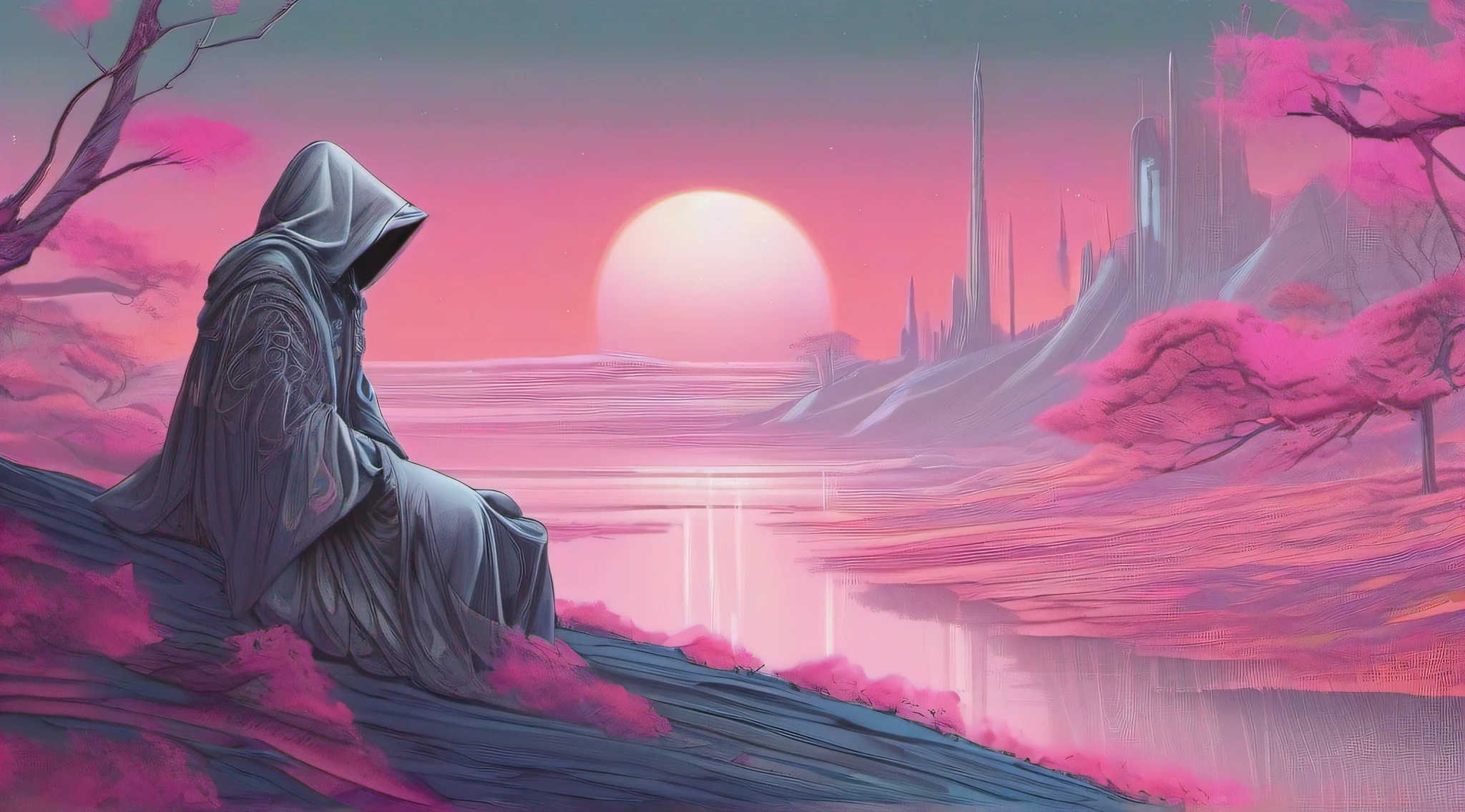 (melhor qualidade, obra-prima: 1.1), (realista: 1.4), "Crie uma imagem de um ceifador espectral, dressed in ethereal robes and bearing a gleaming sickle. His presence haunts the landscape, emanating an aura of mystery and transcendence between the worlds."