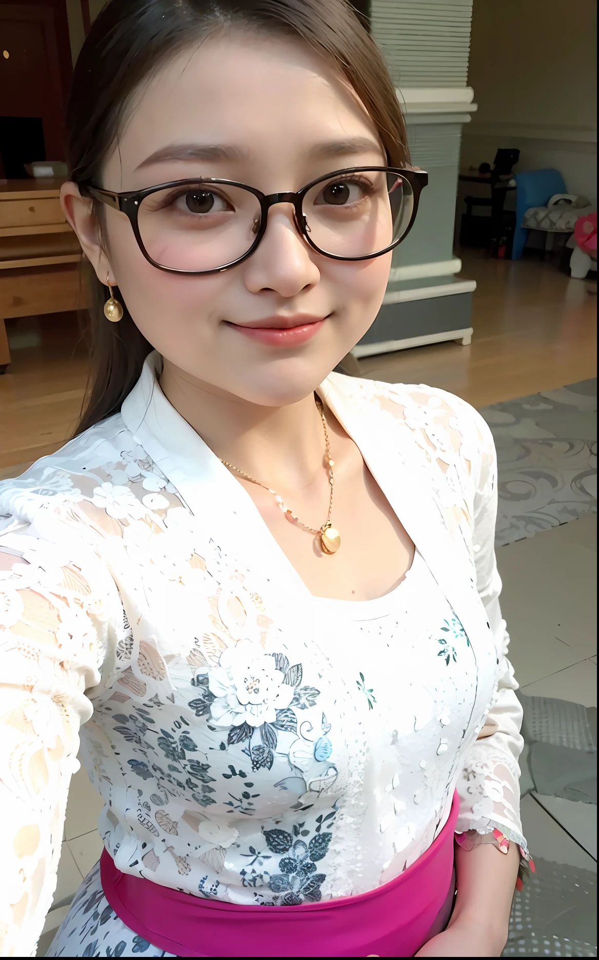 there is a woman wearing glasses and a white dress posing for a picture, nivanh chanthara, in style of lam manh, dang my linh, with glasses, 30 years old woman, 3 0 years old woman, 2 7 years old, lovely woman, 2 8 years old, 2 2 years old, photo taken in 2 0 2 0